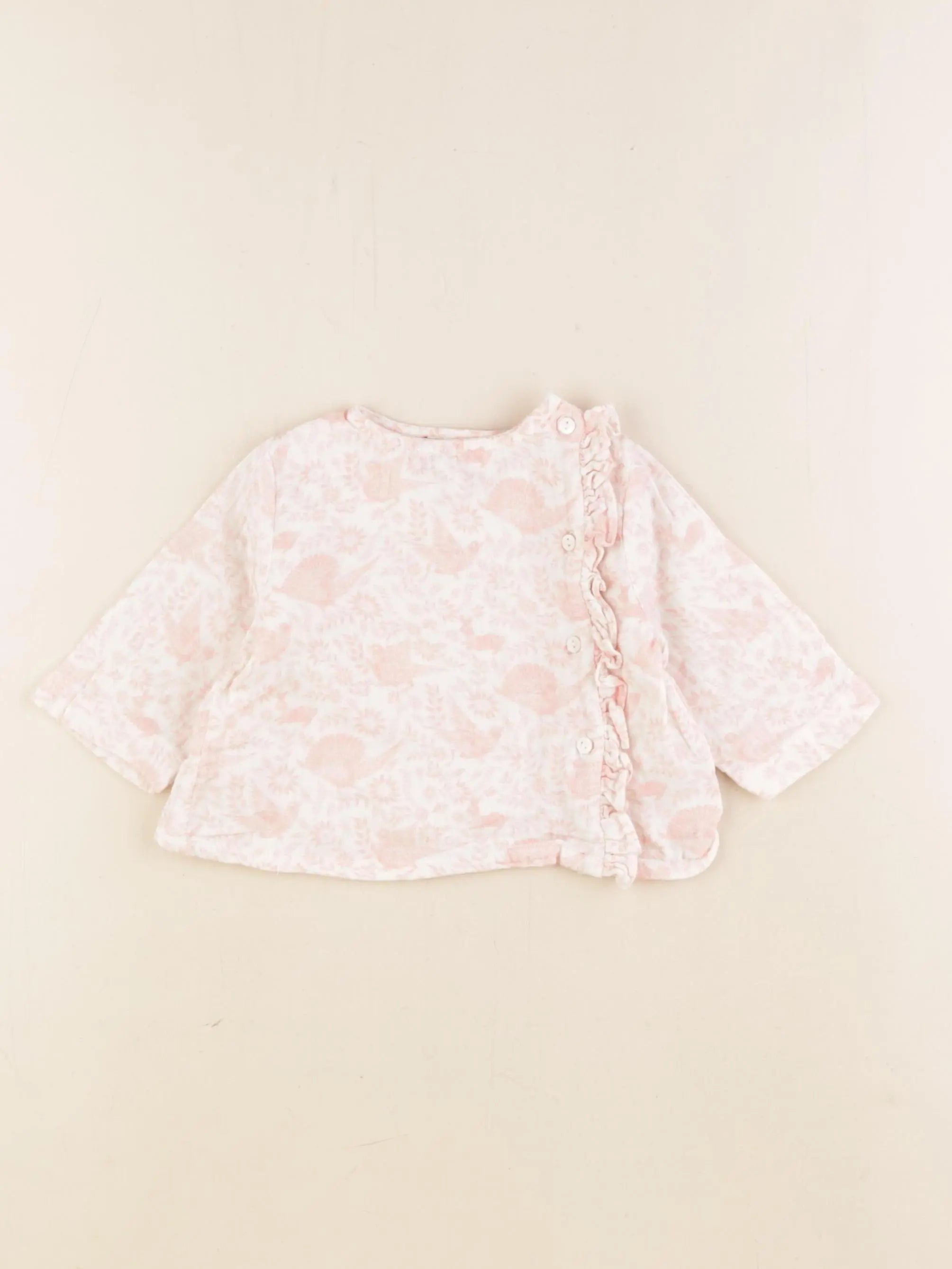 Cyrillus - blouse blanc, rose - 3 mois