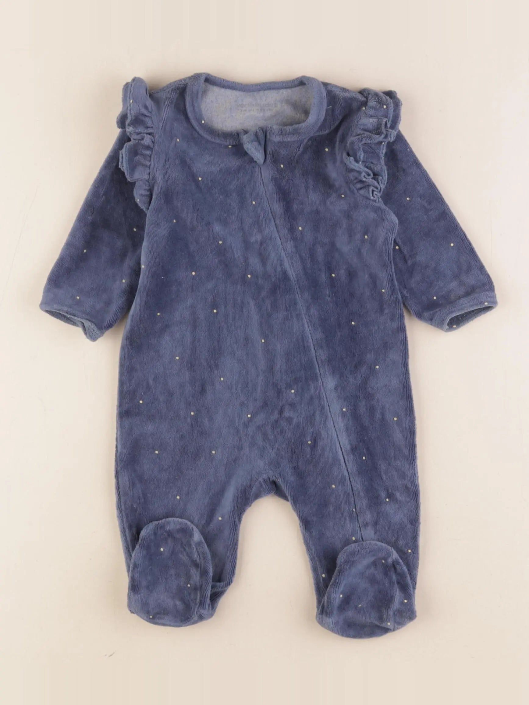 Vertbaudet - pyjama velours bleu - 3 mois