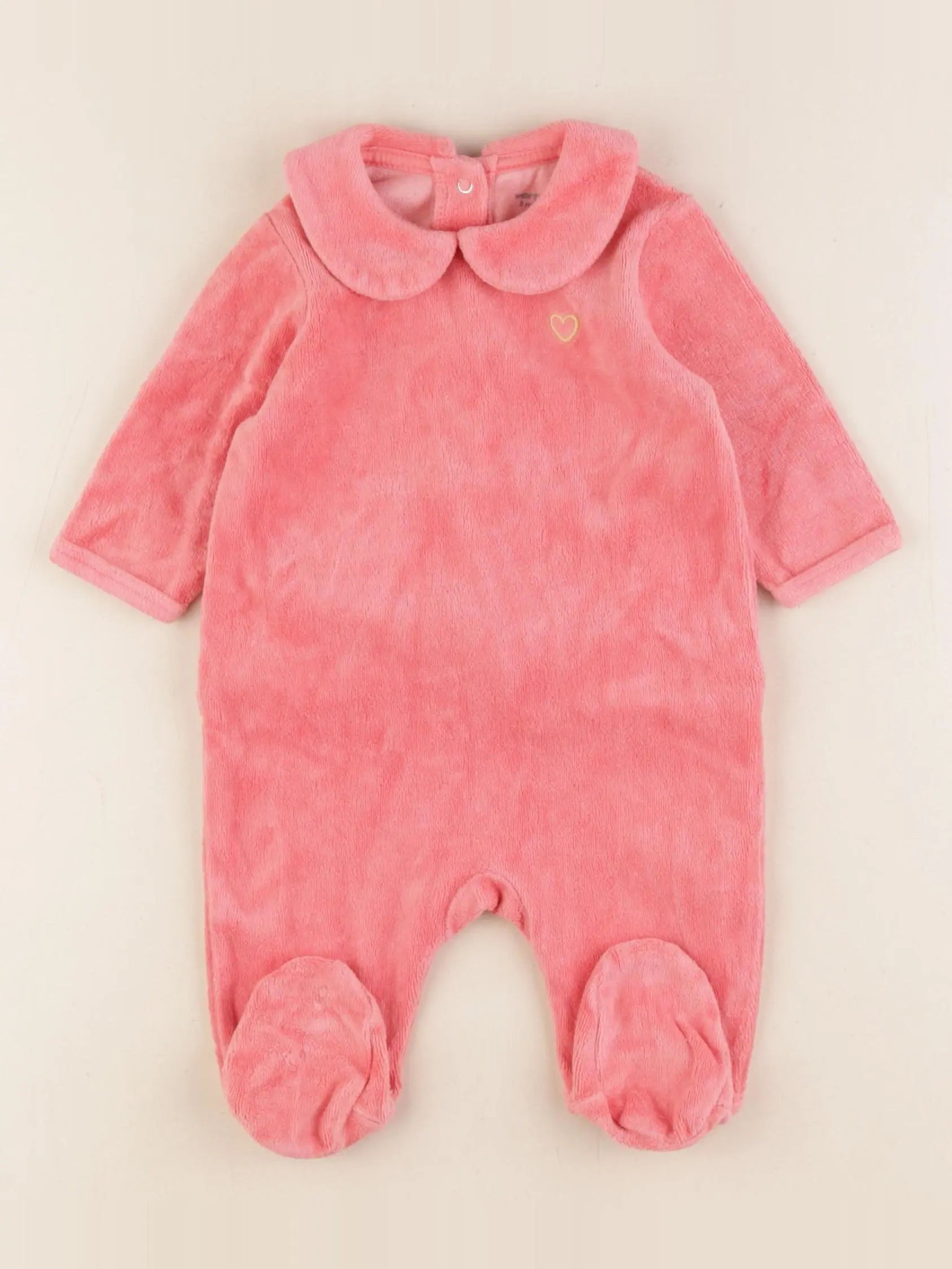 Vertbaudet - pyjama velours rose - 3 mois
