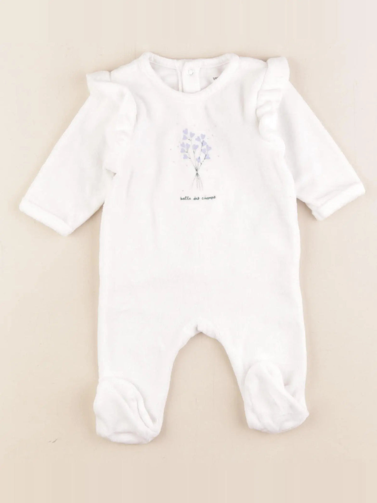 Vertbaudet - pyjama velours blanc - 1 mois