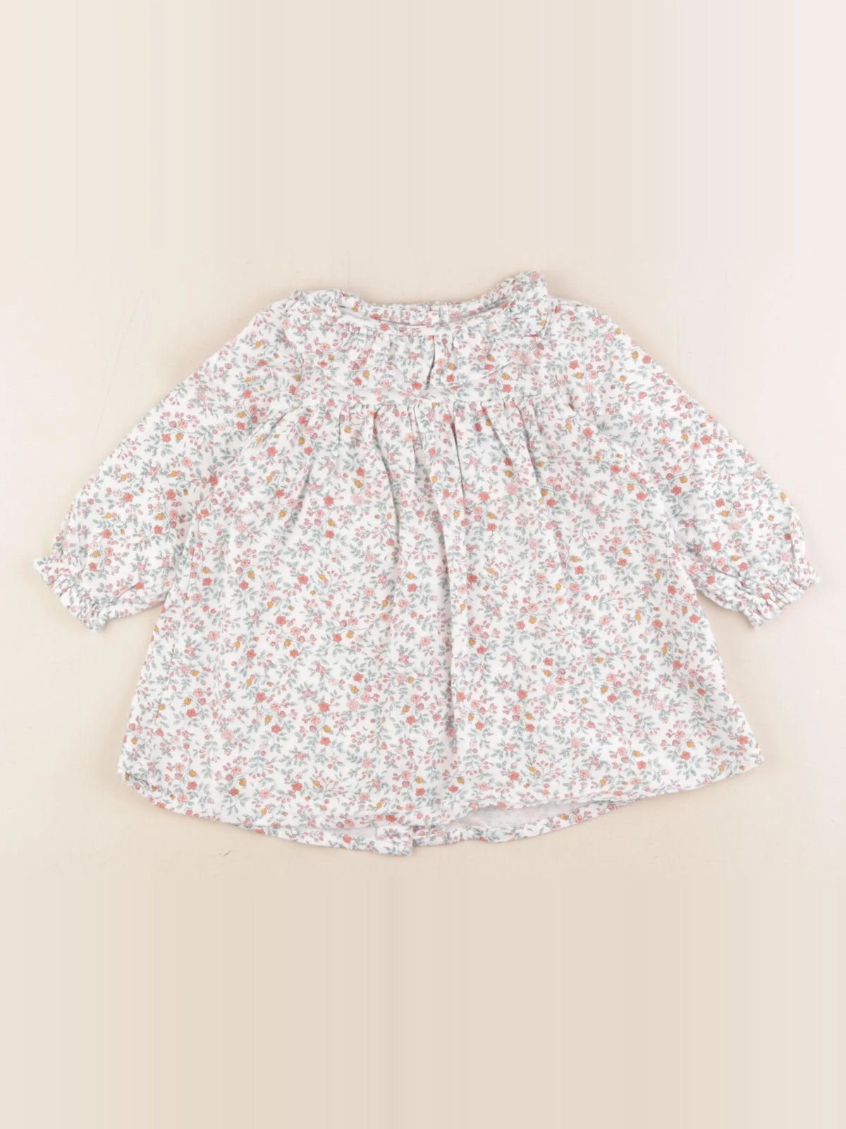 Vertbaudet - robe blanc, rose - 12 mois