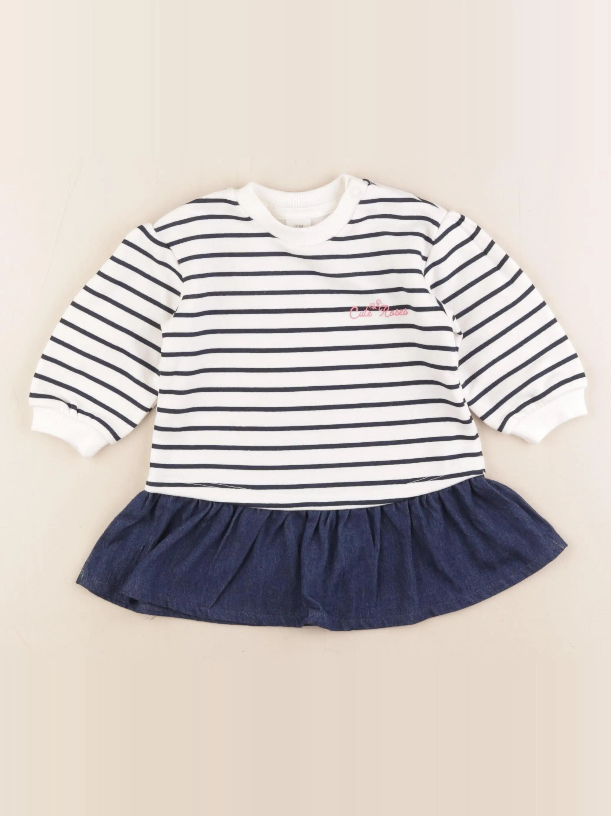 H&M - robe blanc, bleu - 4/6 mois