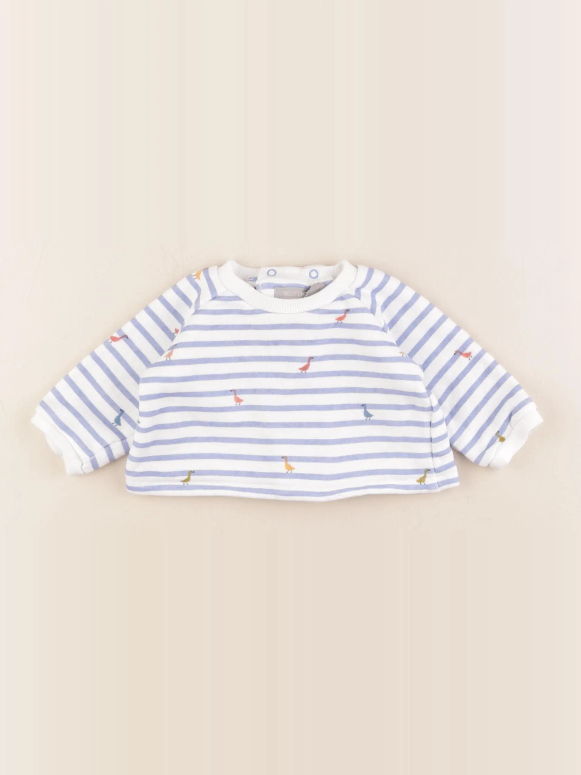 Boutchou - sweat blanc, bleu - 3 mois