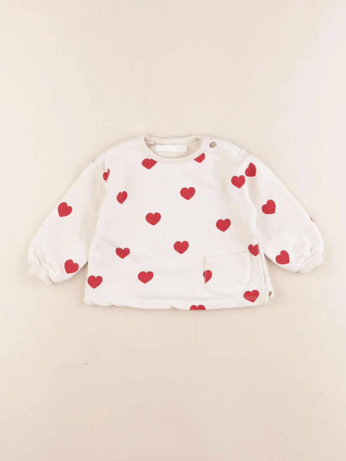 Zara - sweat blanc, rouge - 3/6 mois