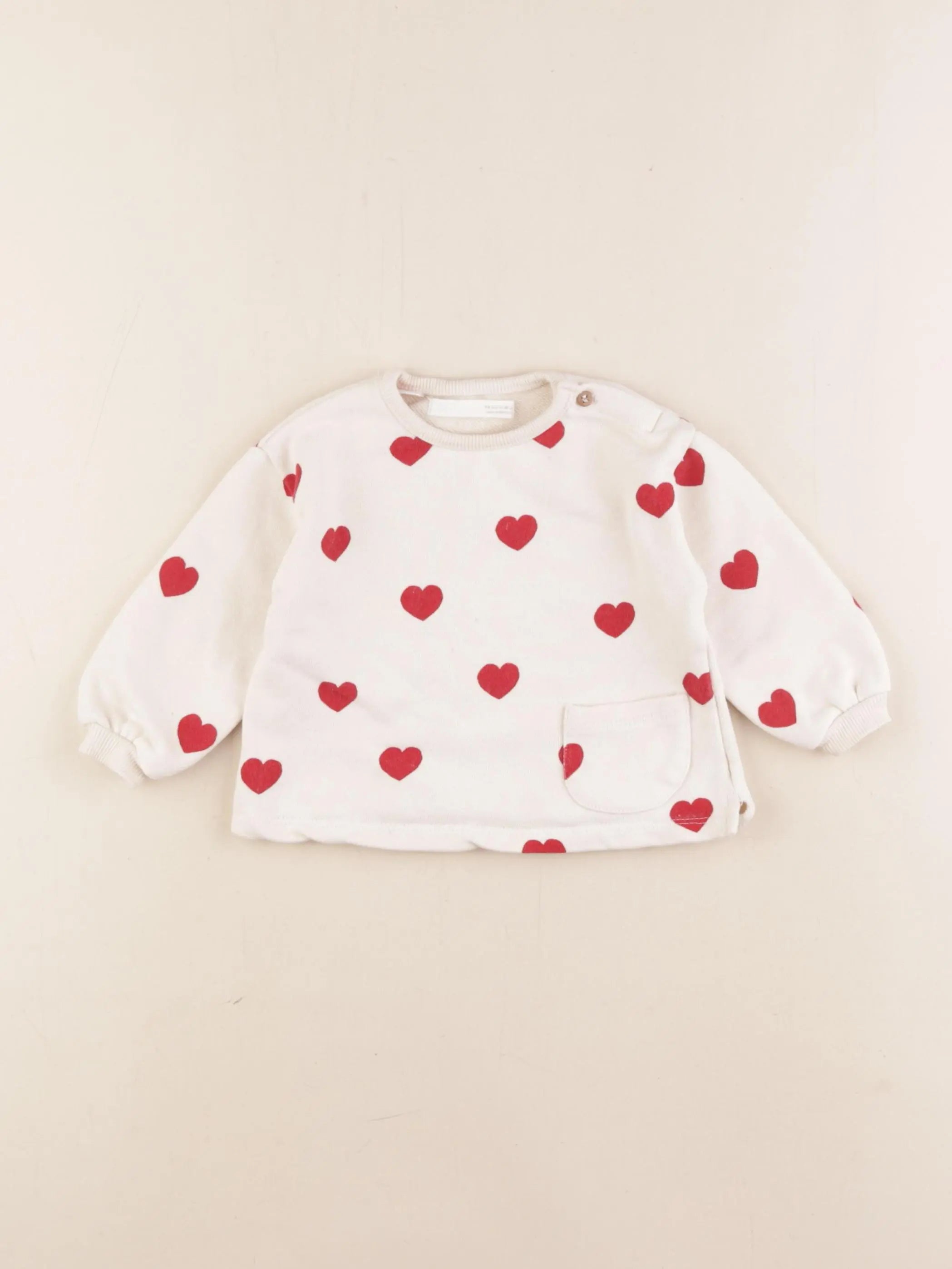 Zara - sweat blanc, rouge - 3/6 mois