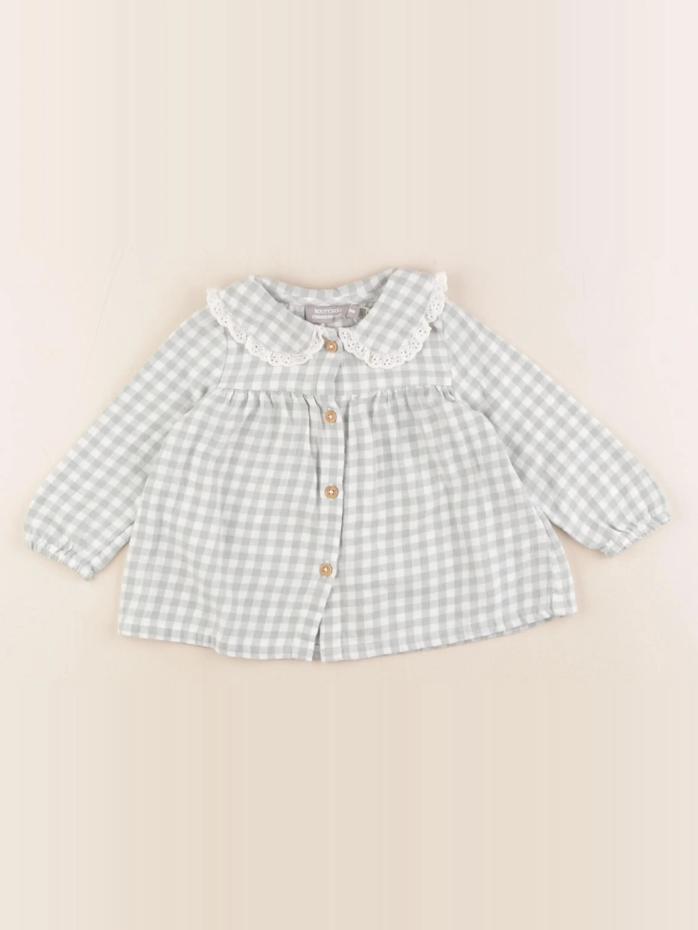Boutchou - blouse blanc, vert - 9 mois