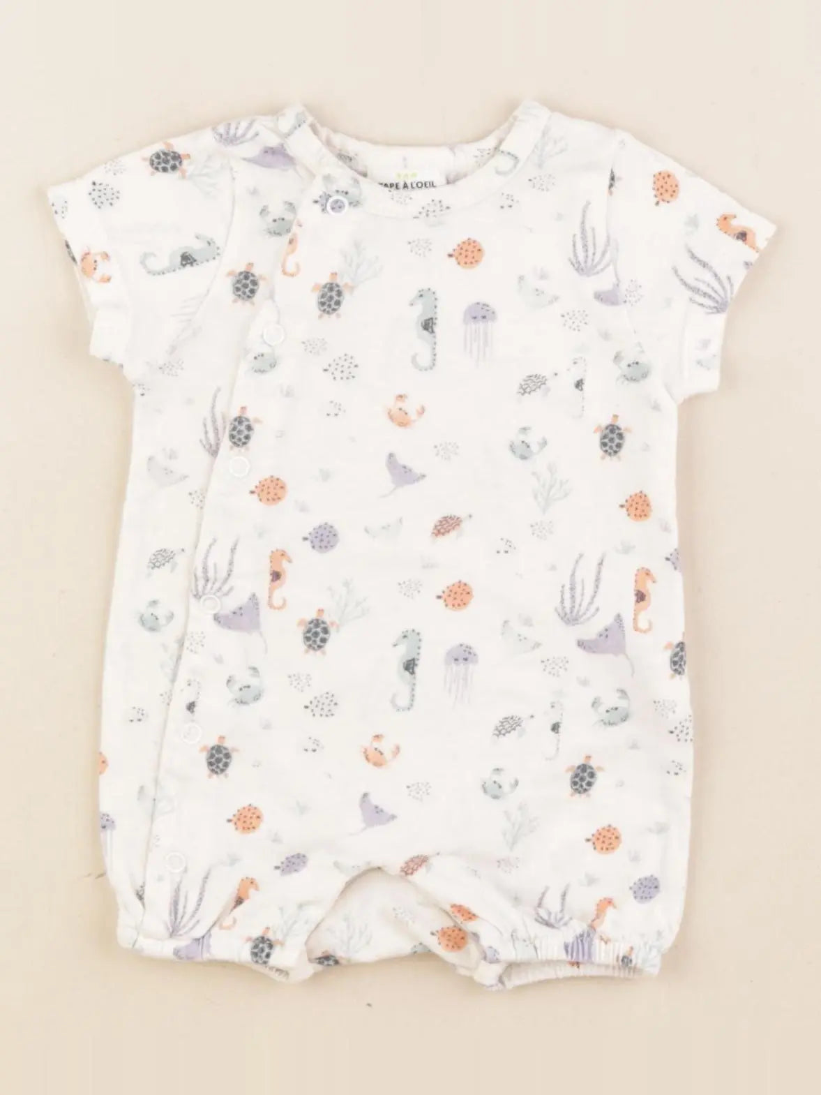 Tape à l'oeil - pyjama coton blanc, bleu - 1 mois