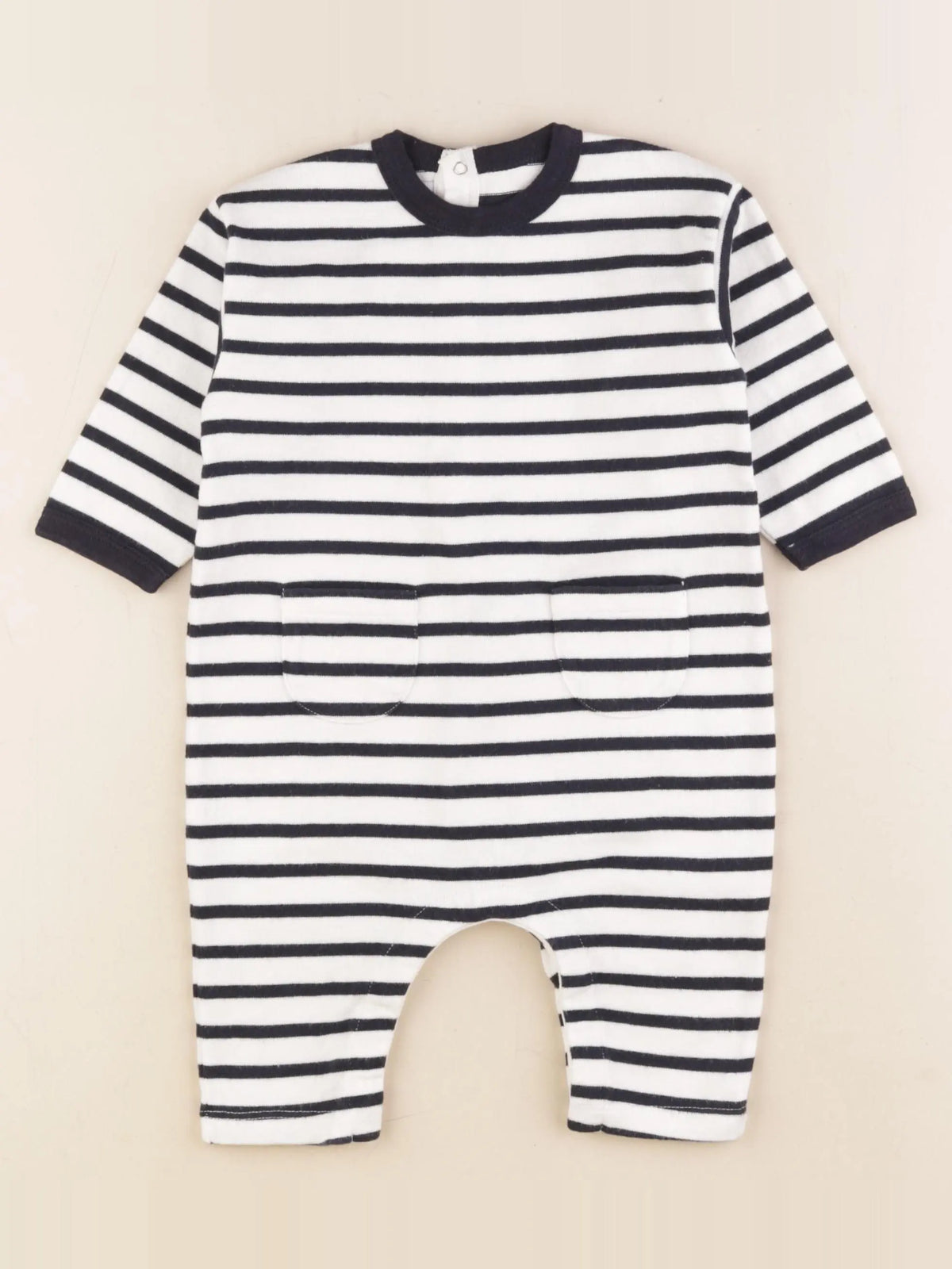 Petit Bateau - combinaison blanc, bleu - 12 mois