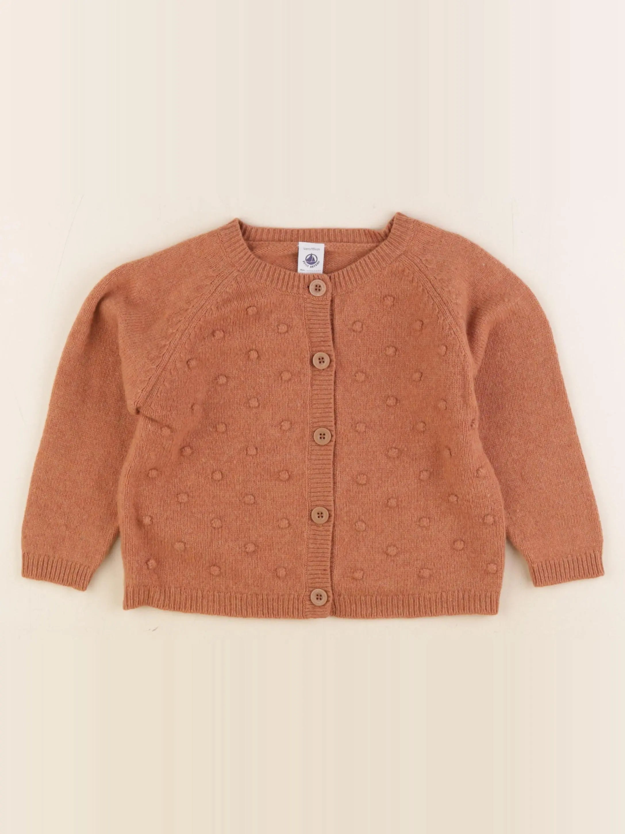 Petit Bateau - gilet marron - 4 ans