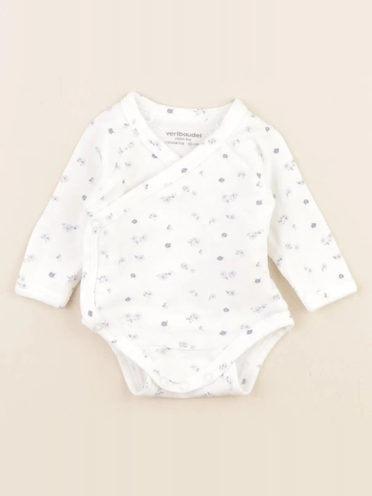 Vertbaudet - body blanc, bleu - 0 mois
