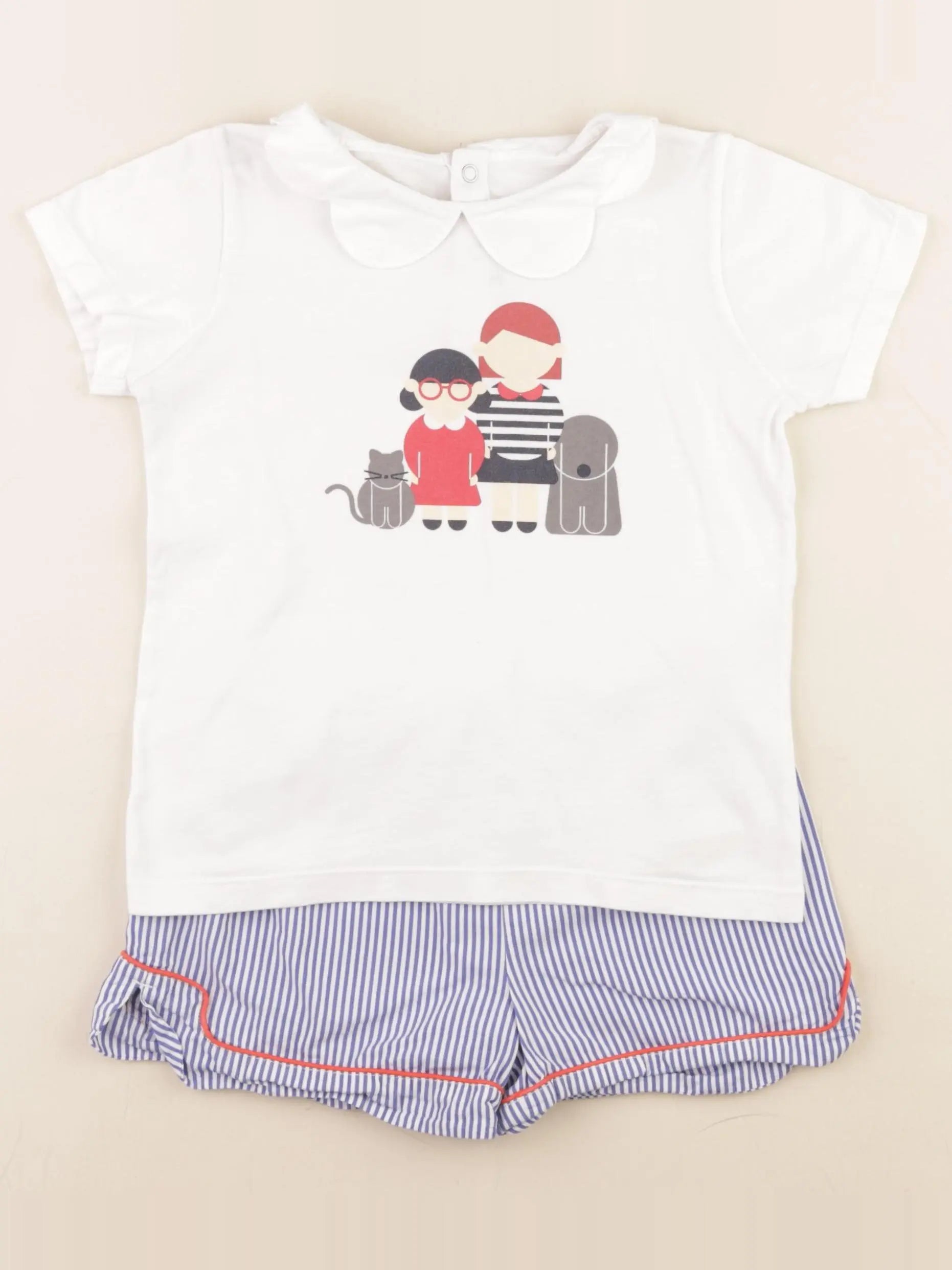 Jacadi - pyjama coton blanc, bleu - 6 ans