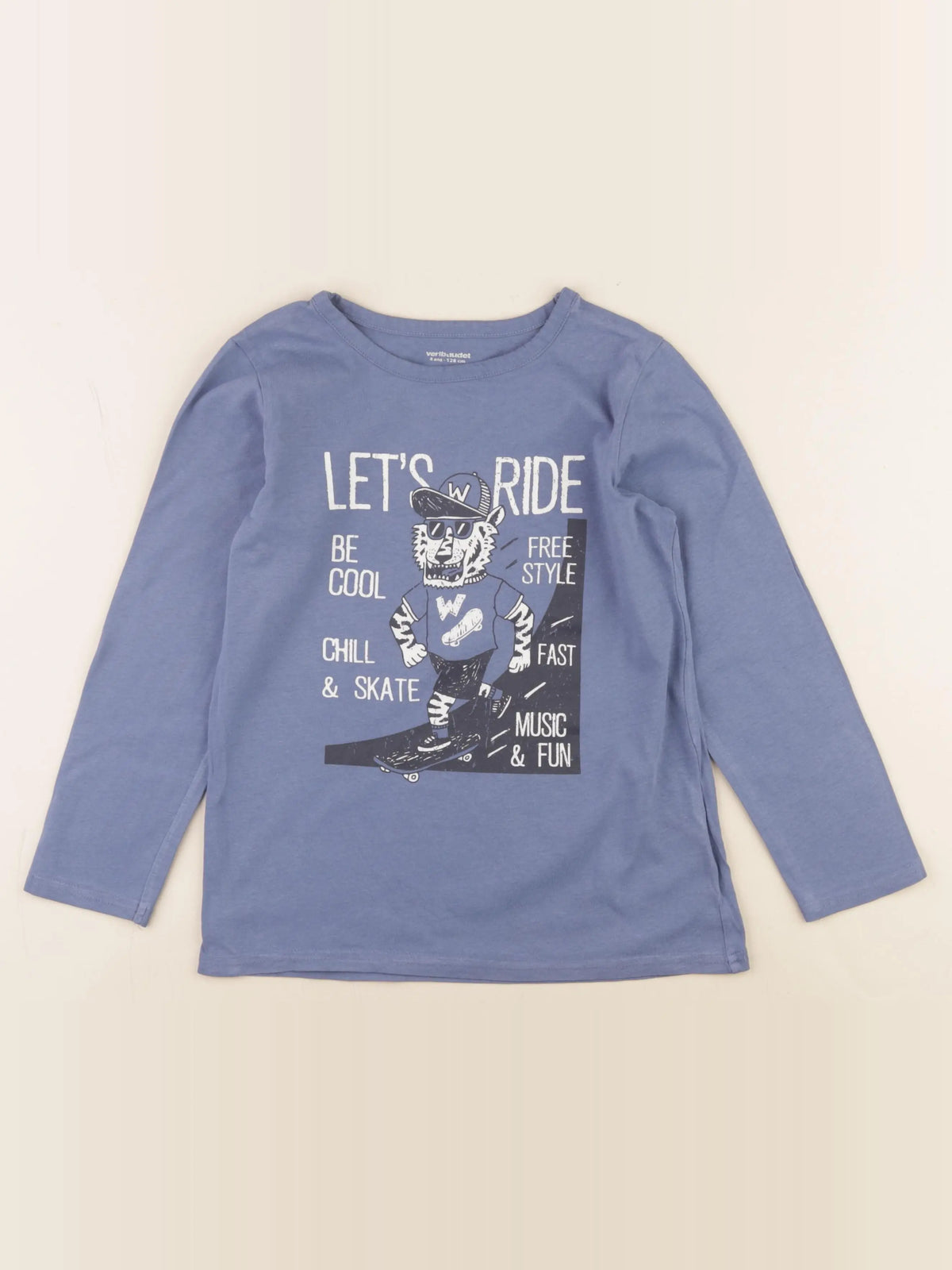 Vertbaudet - tee-shirt bleu - 8 ans