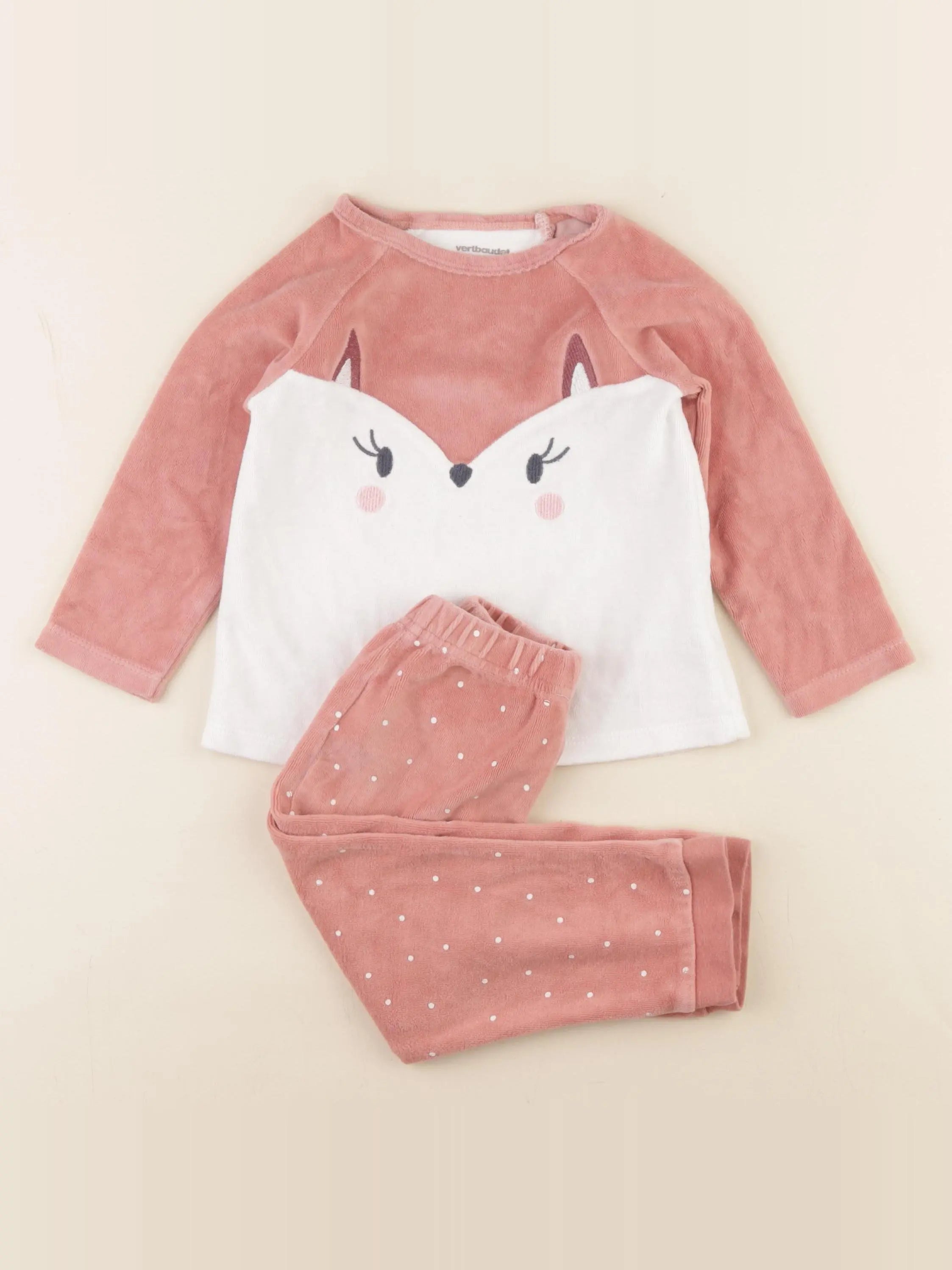 Vertbaudet - pyjama velours rose - 3 ans