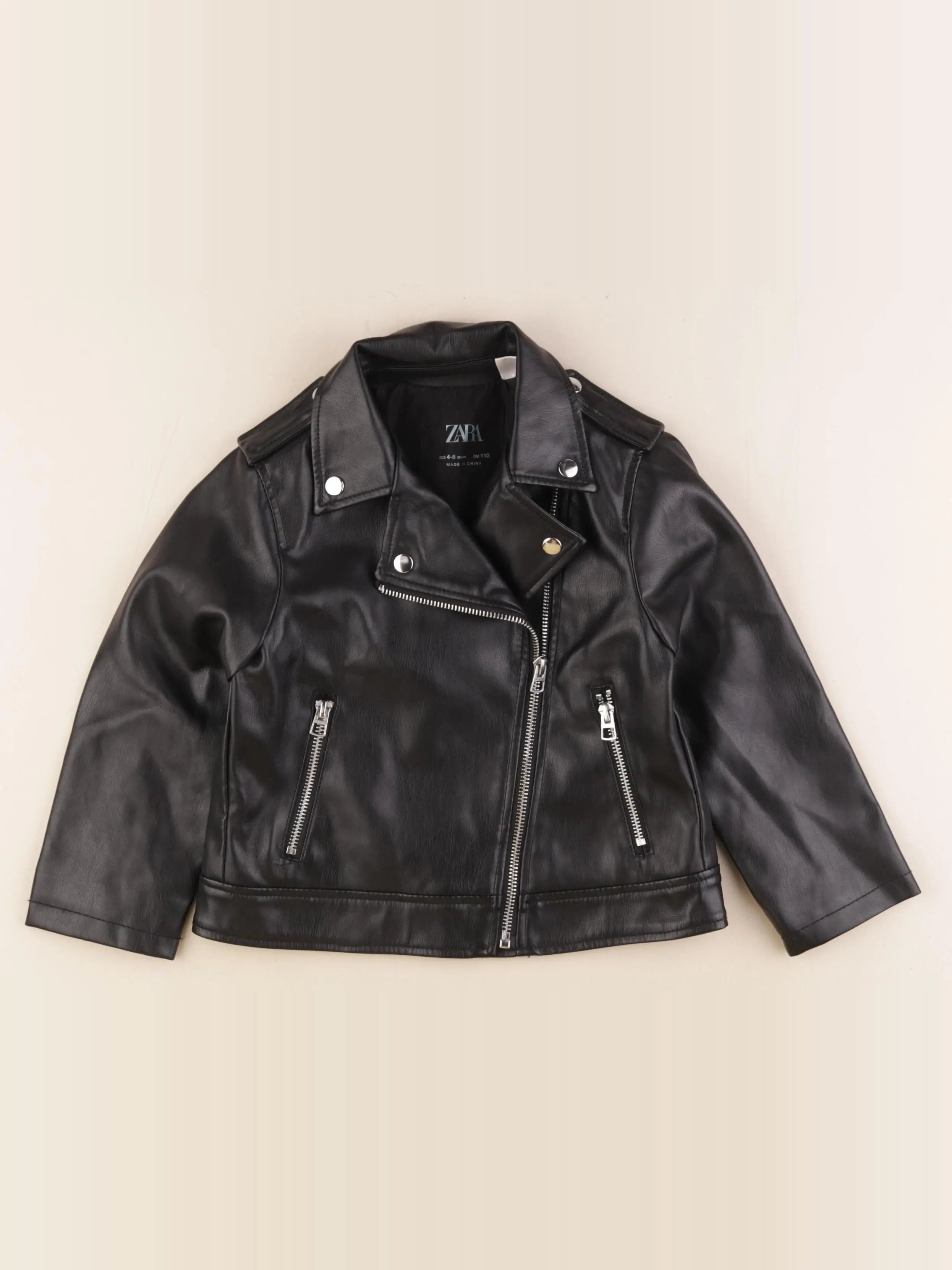 Zara - veste simili cuir noir - 4/5 ans