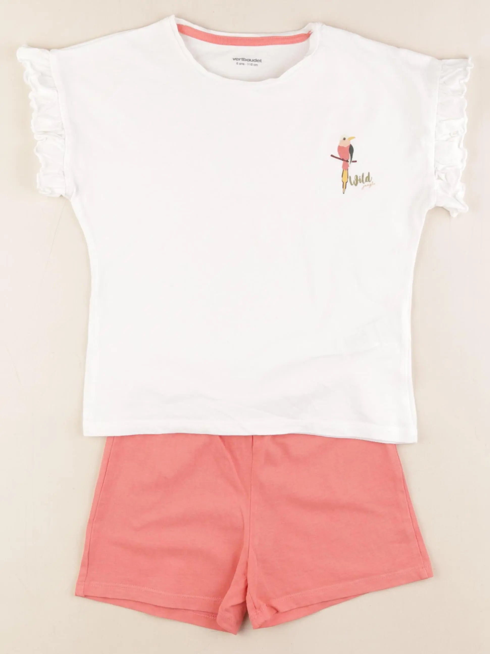 Vertbaudet - pyjama coton blanc, rose - 6 ans