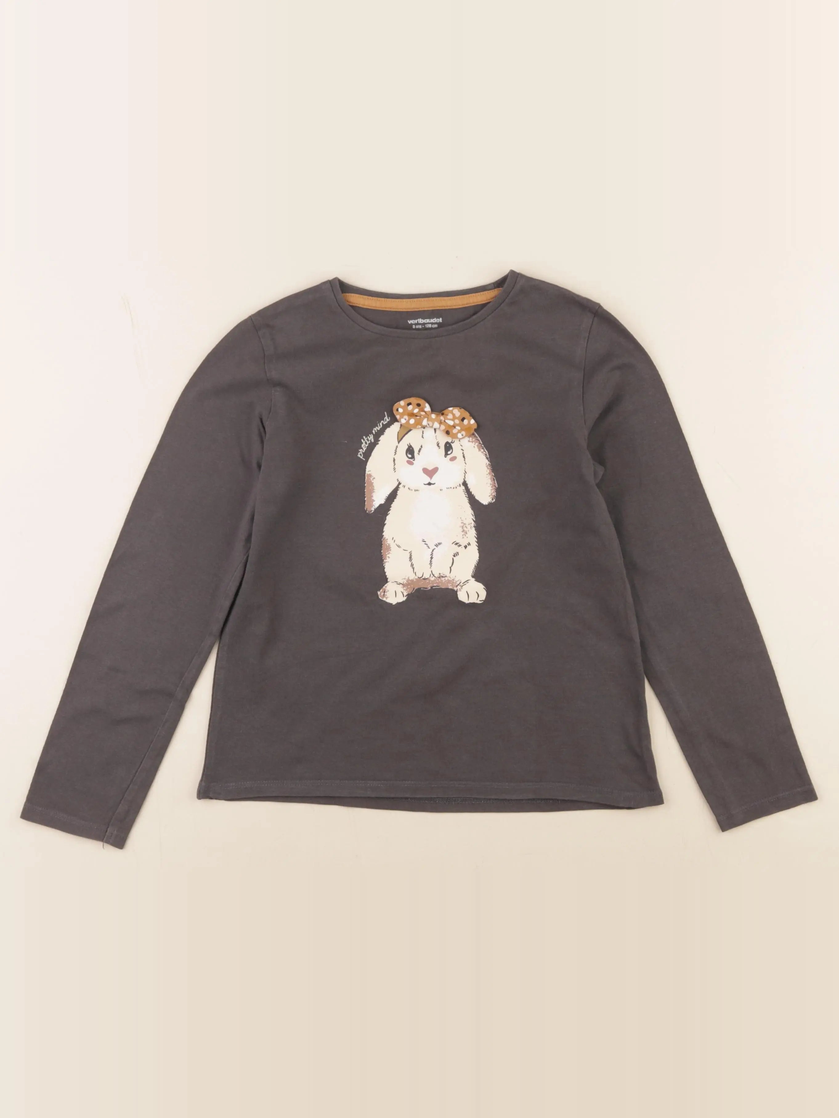 Vertbaudet - tee-shirt taupe - 8 ans
