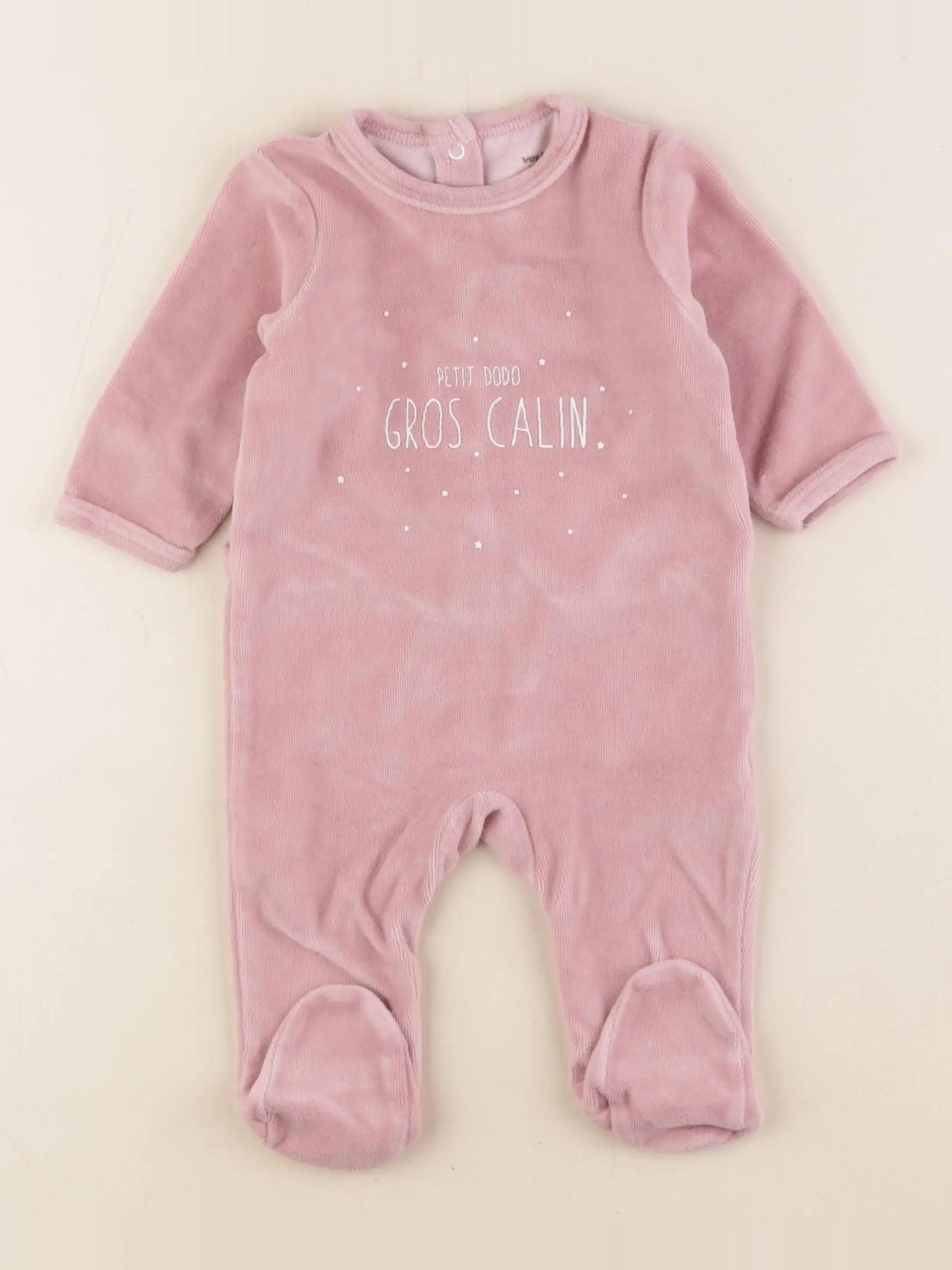 Vertbaudet - pyjama velours rose - 3 mois