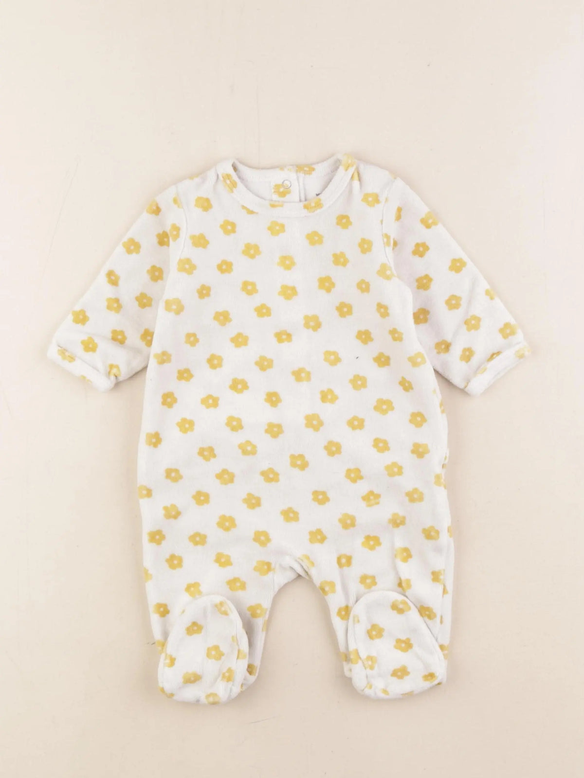 Vertbaudet - pyjama velours beige - 3 mois
