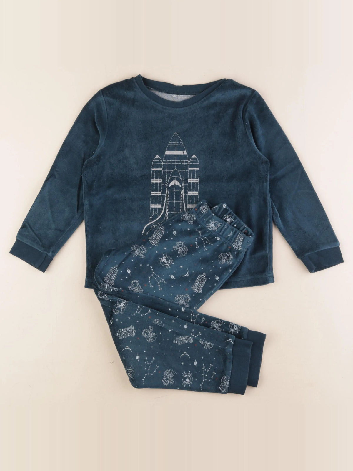 Vertbaudet - pyjama velours bleu - 5 ans