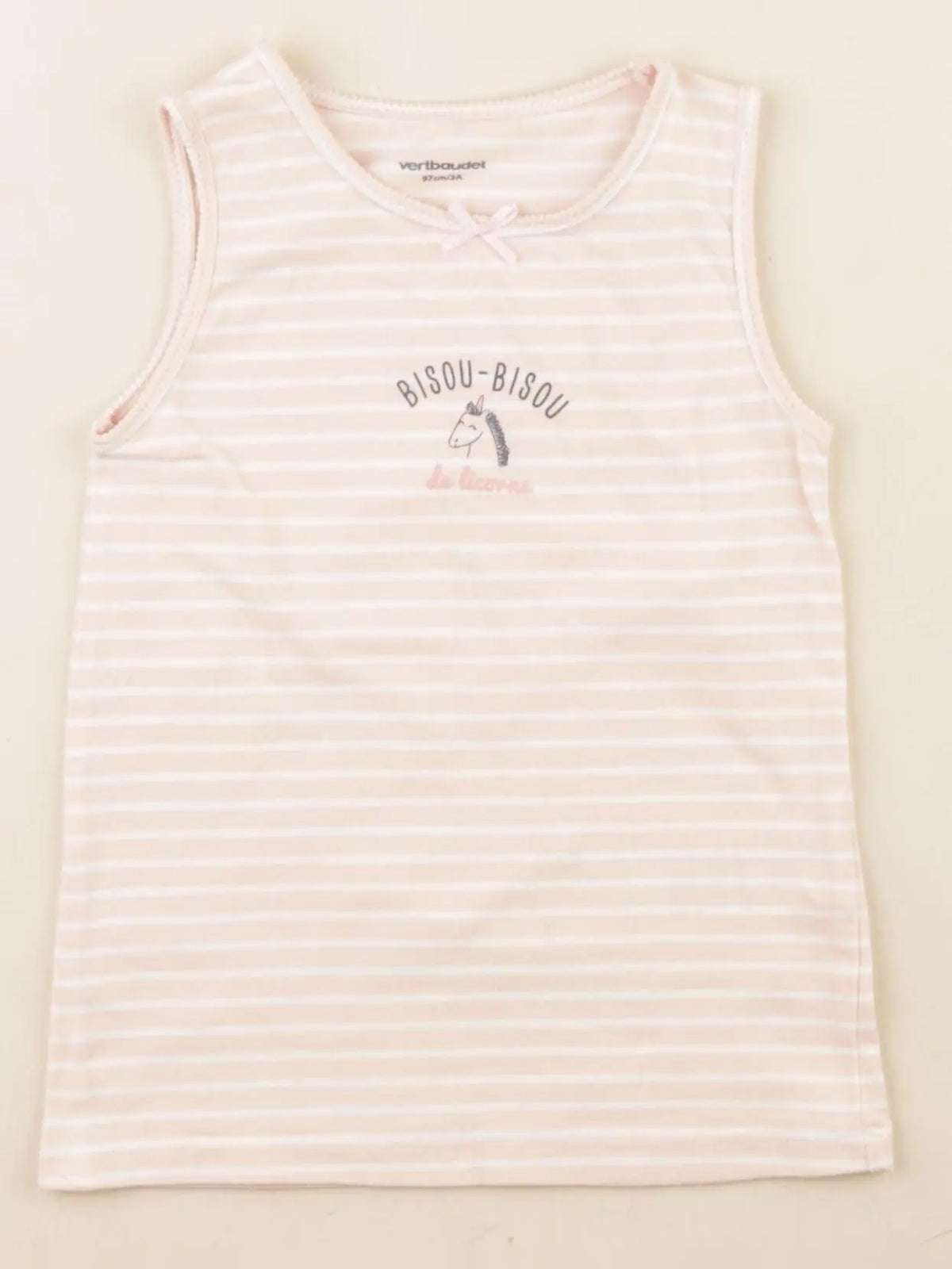 Vertbaudet - maillot de corps blanc, rose - 3 ans