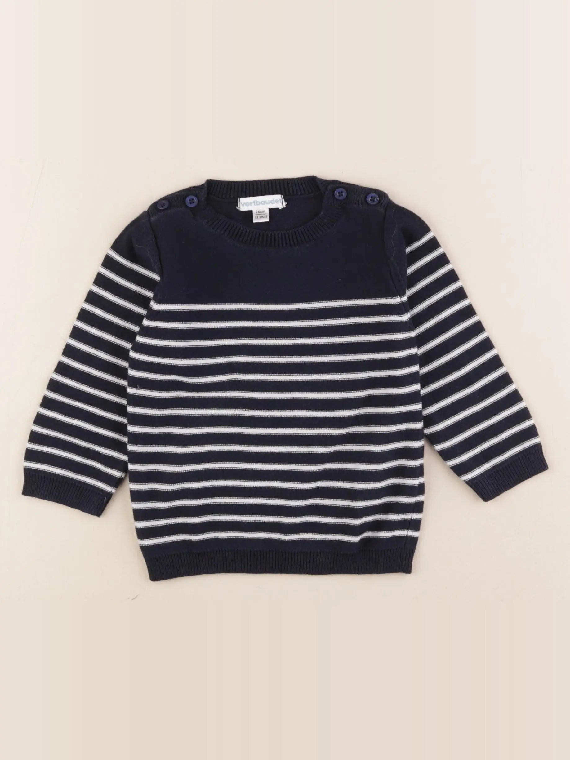 Vertbaudet - pull bleu - 12 mois