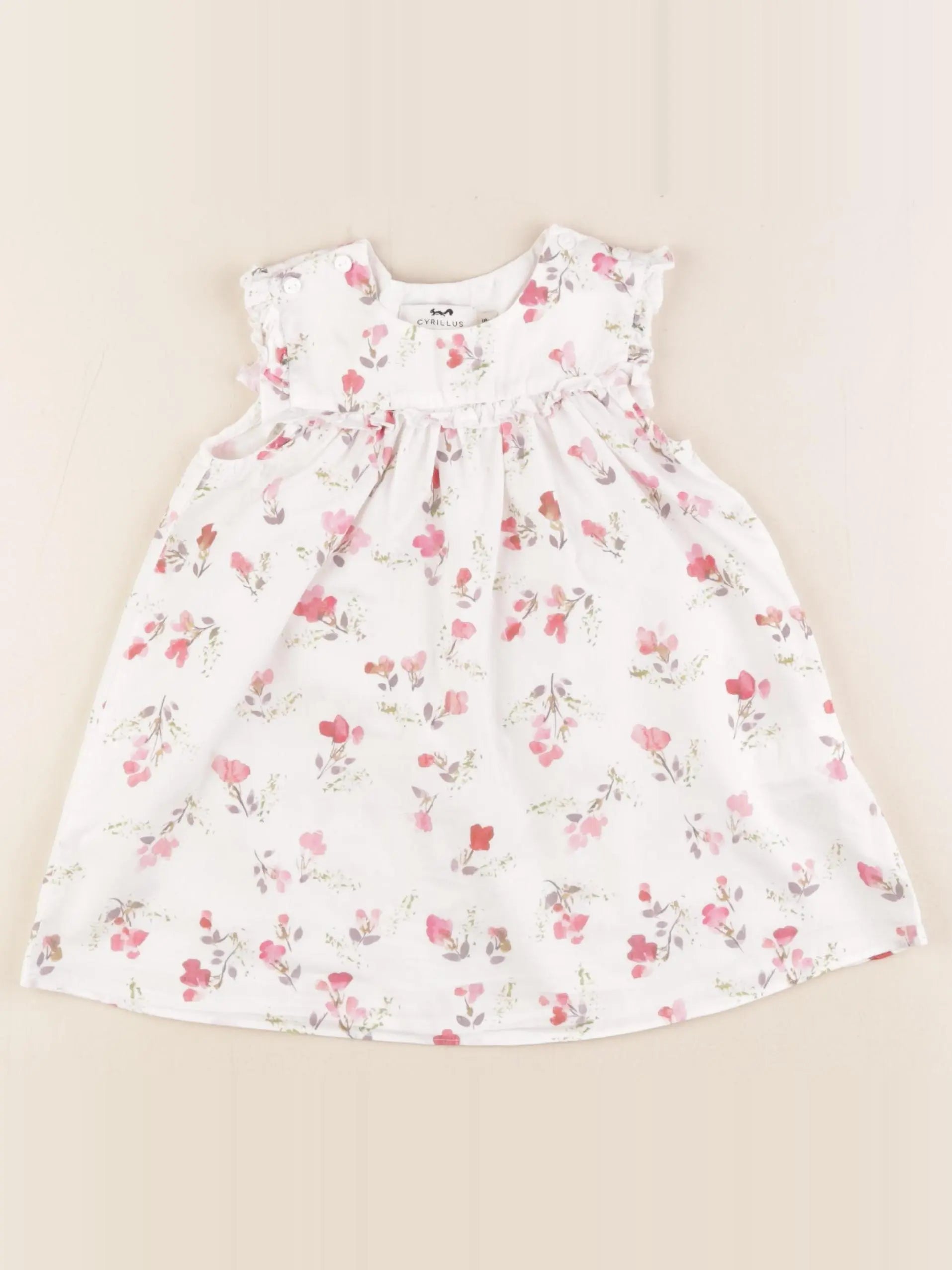 Cyrillus - robe blanc, rose - 18 mois
