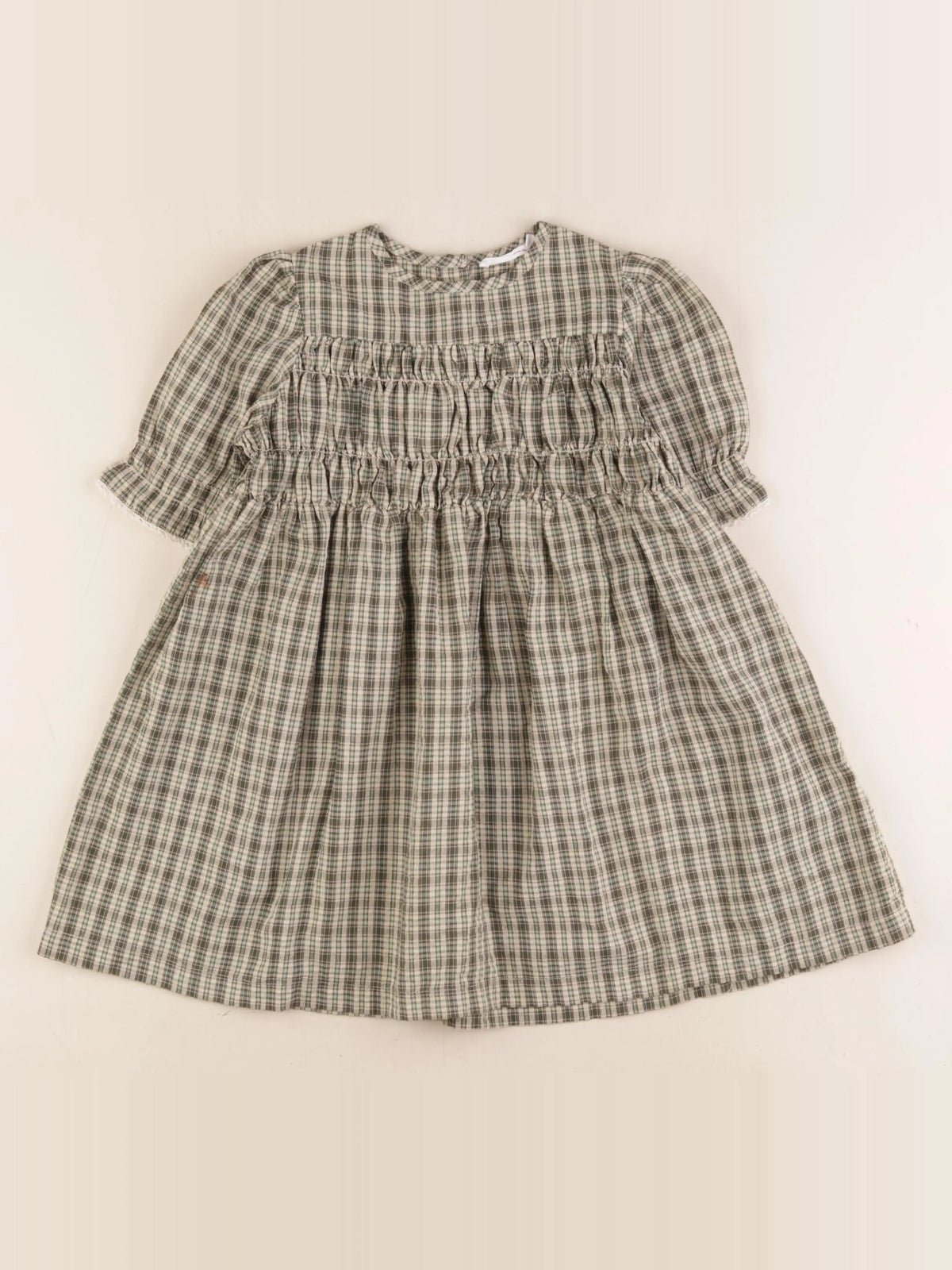 Monoprix - robe beige, vert - 3 ans