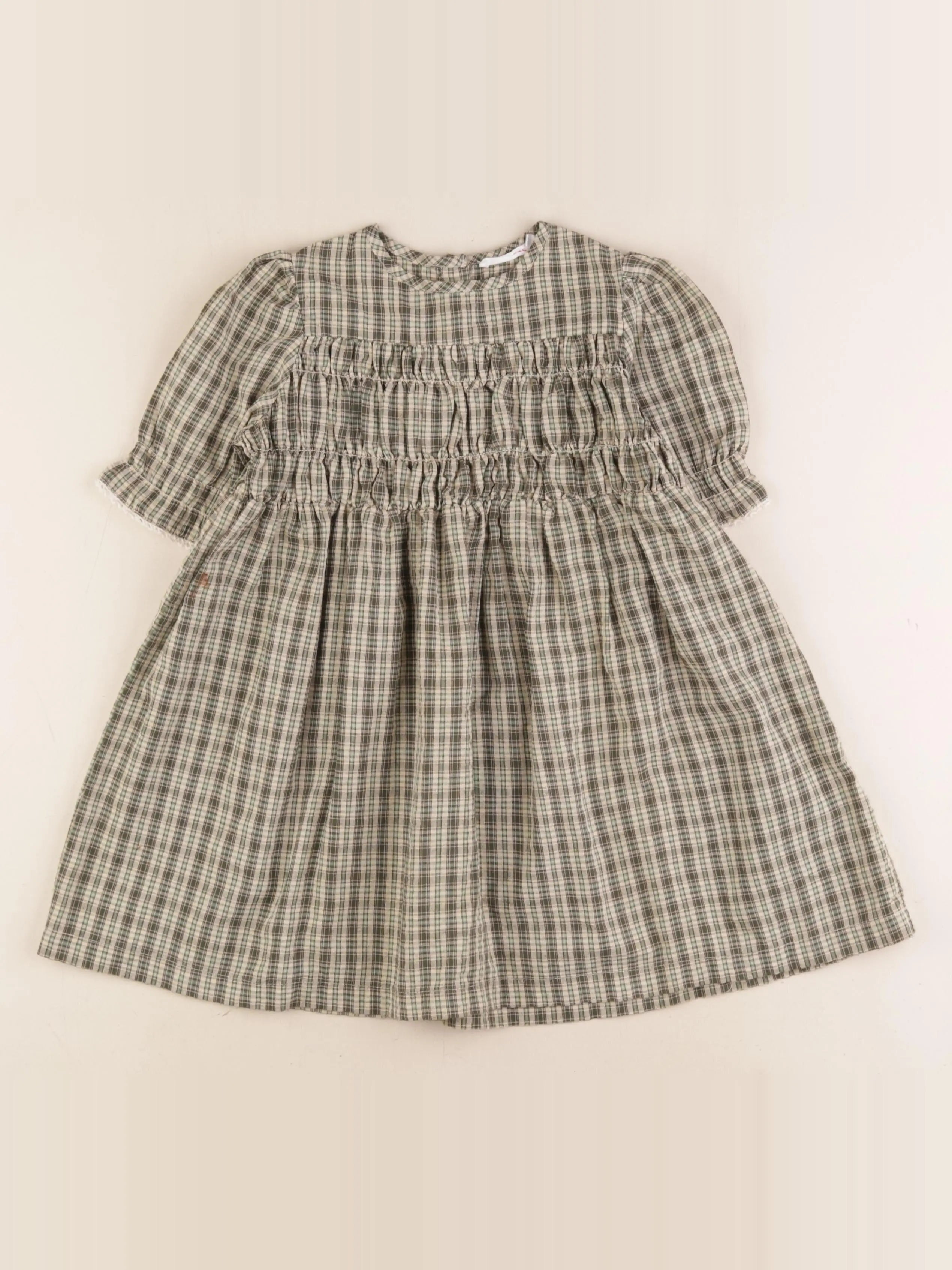 Monoprix - robe beige, vert - 3 ans