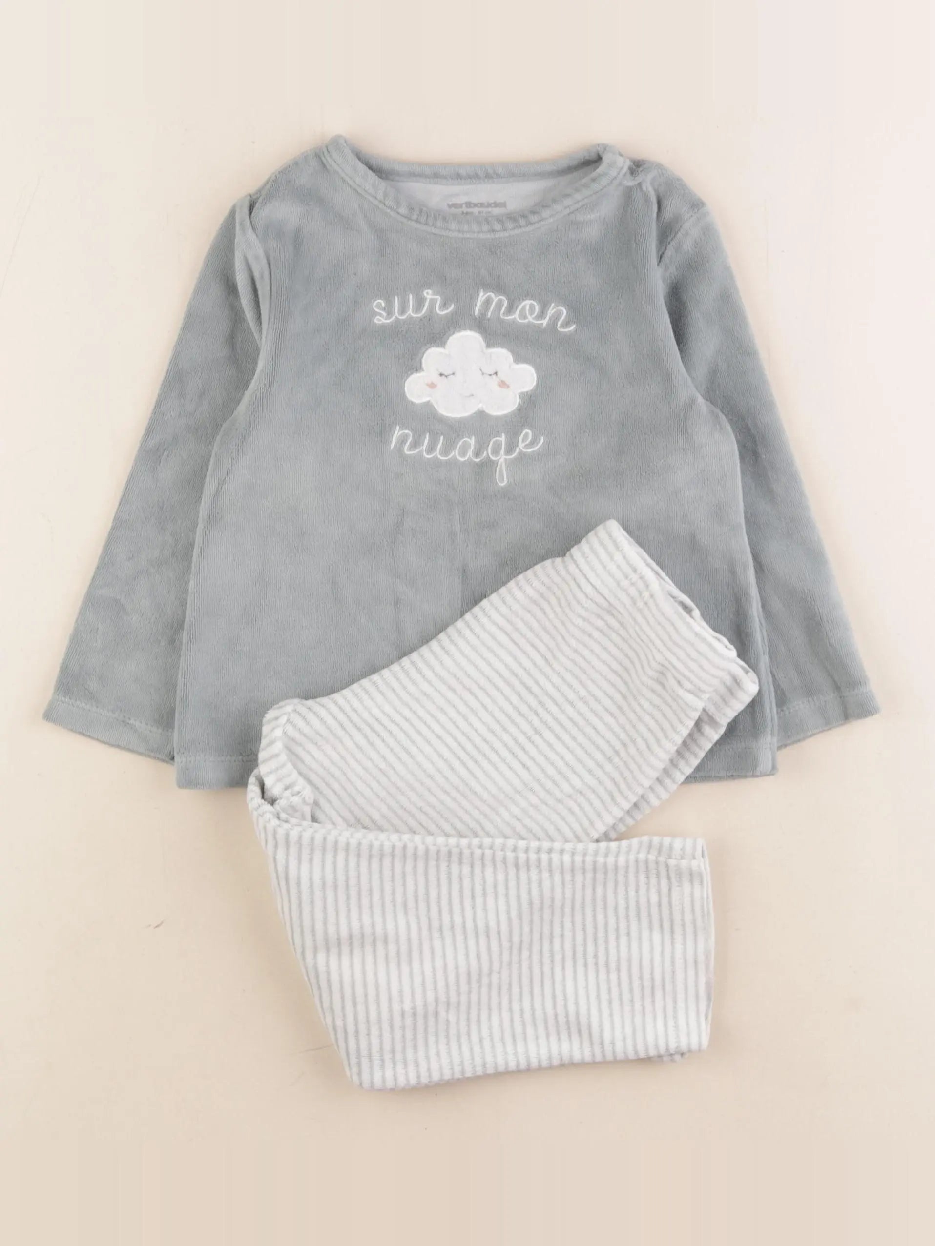 Vertbaudet - pyjama velours vert - 3 ans