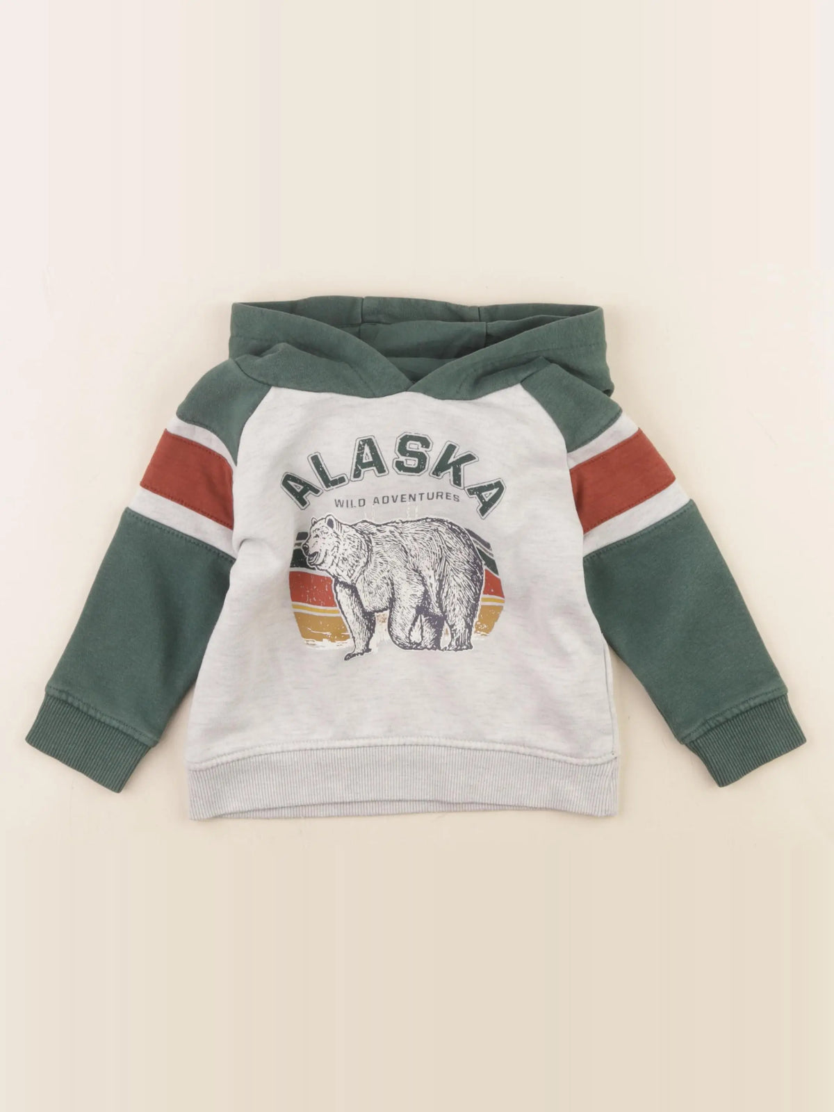 Vertbaudet - sweat gris, vert - 2 ans