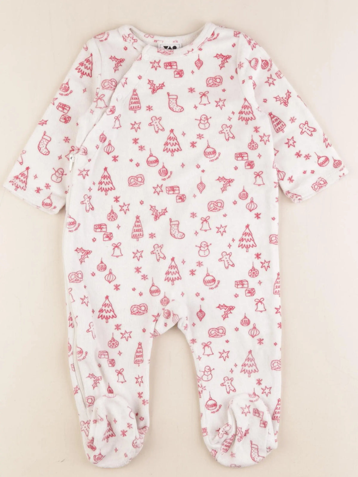 Tape à l'oeil - pyjama velours blanc, rouge - 9 mois