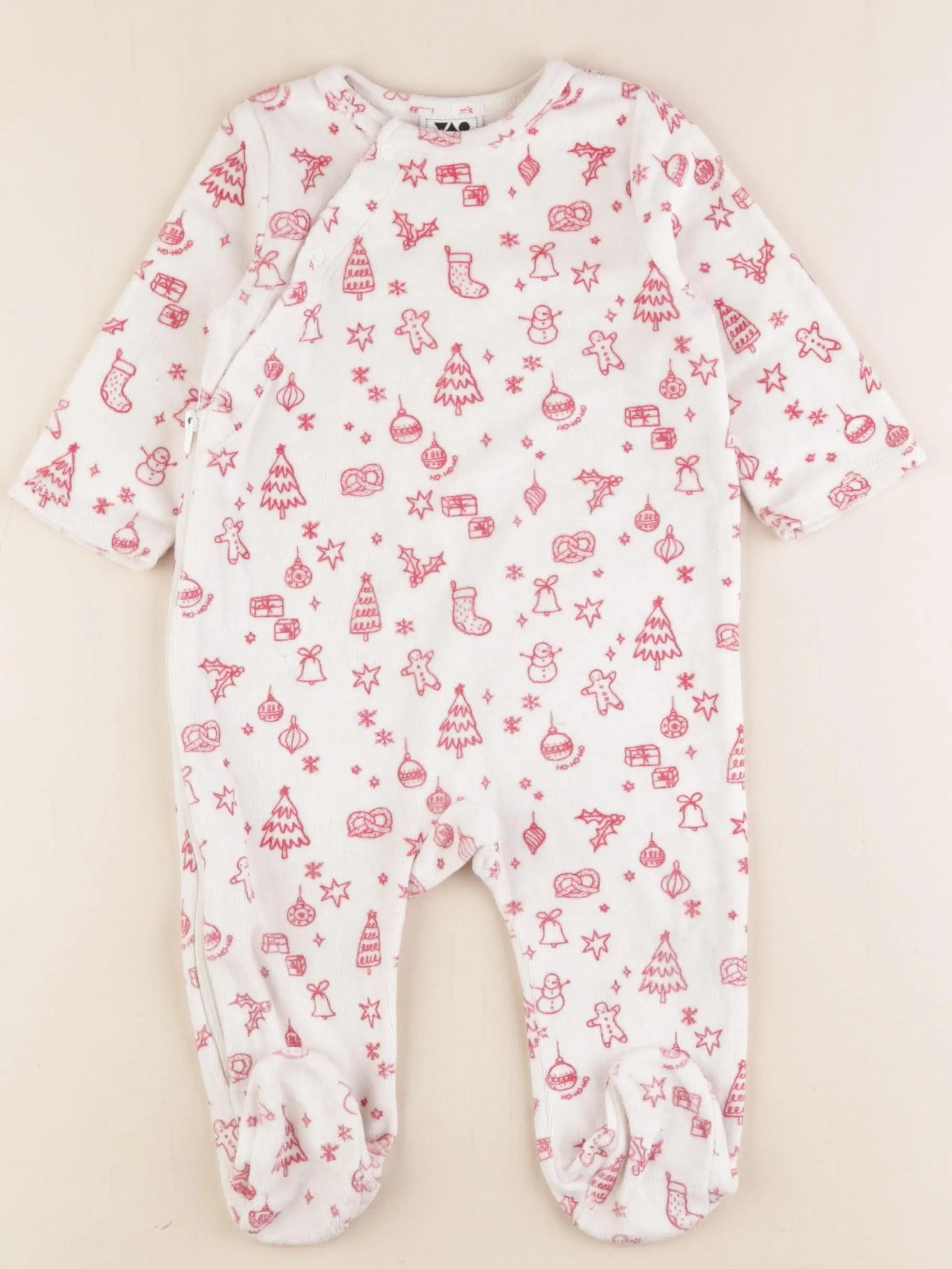 Tape à l'oeil - pyjama velours blanc, rouge - 9 mois