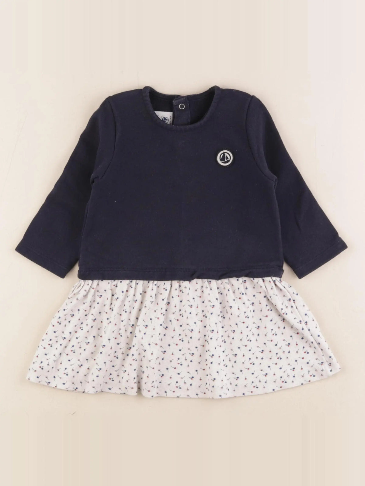 Petit Bateau - robe bleu, blanc - 12 mois
