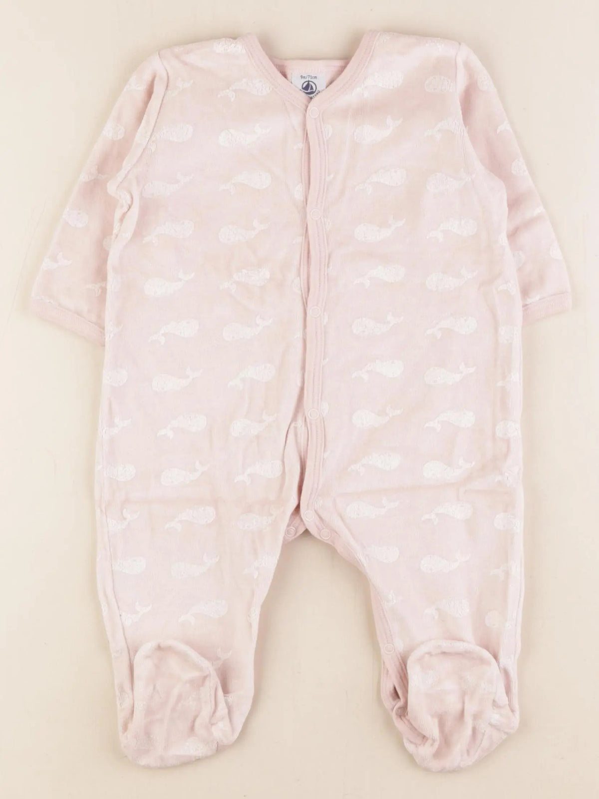Petit Bateau - pyjama velours rose - 9 mois