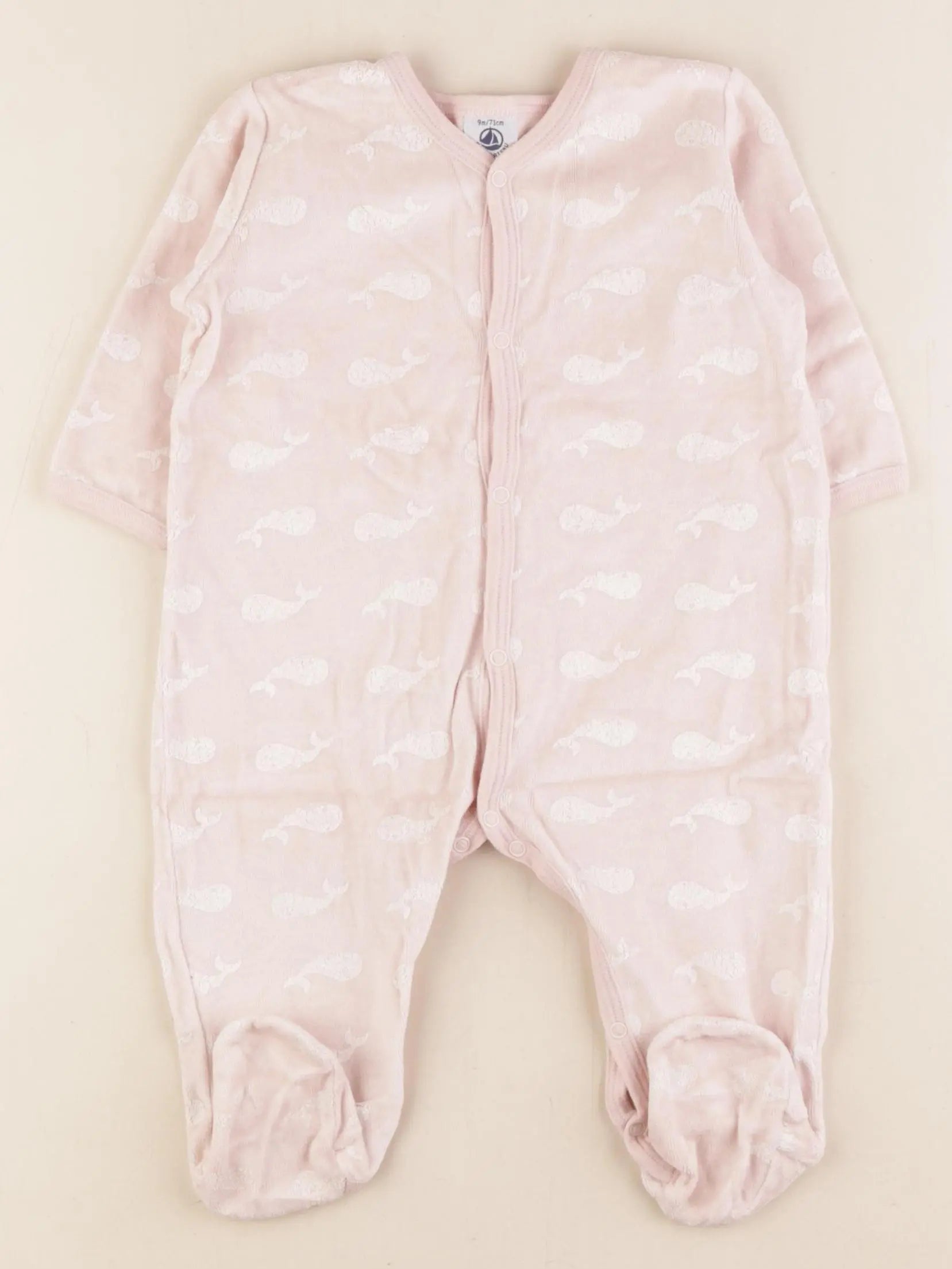 Petit Bateau - pyjama velours rose - 9 mois