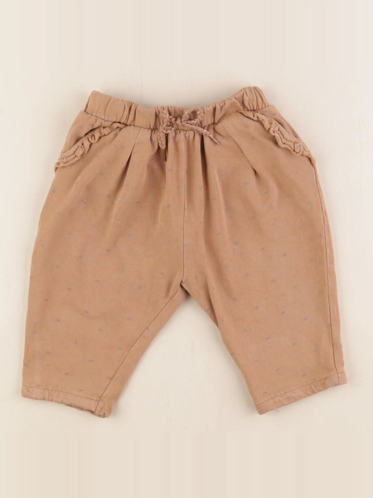 Vertbaudet - pantalon marron, argent - 12 mois