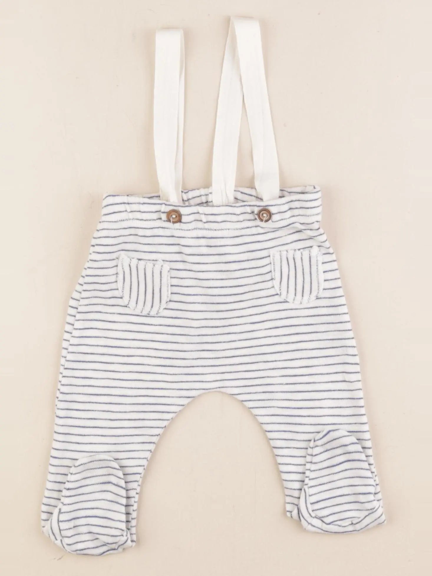 Zara - pantalon blanc, bleu - 1/3 mois