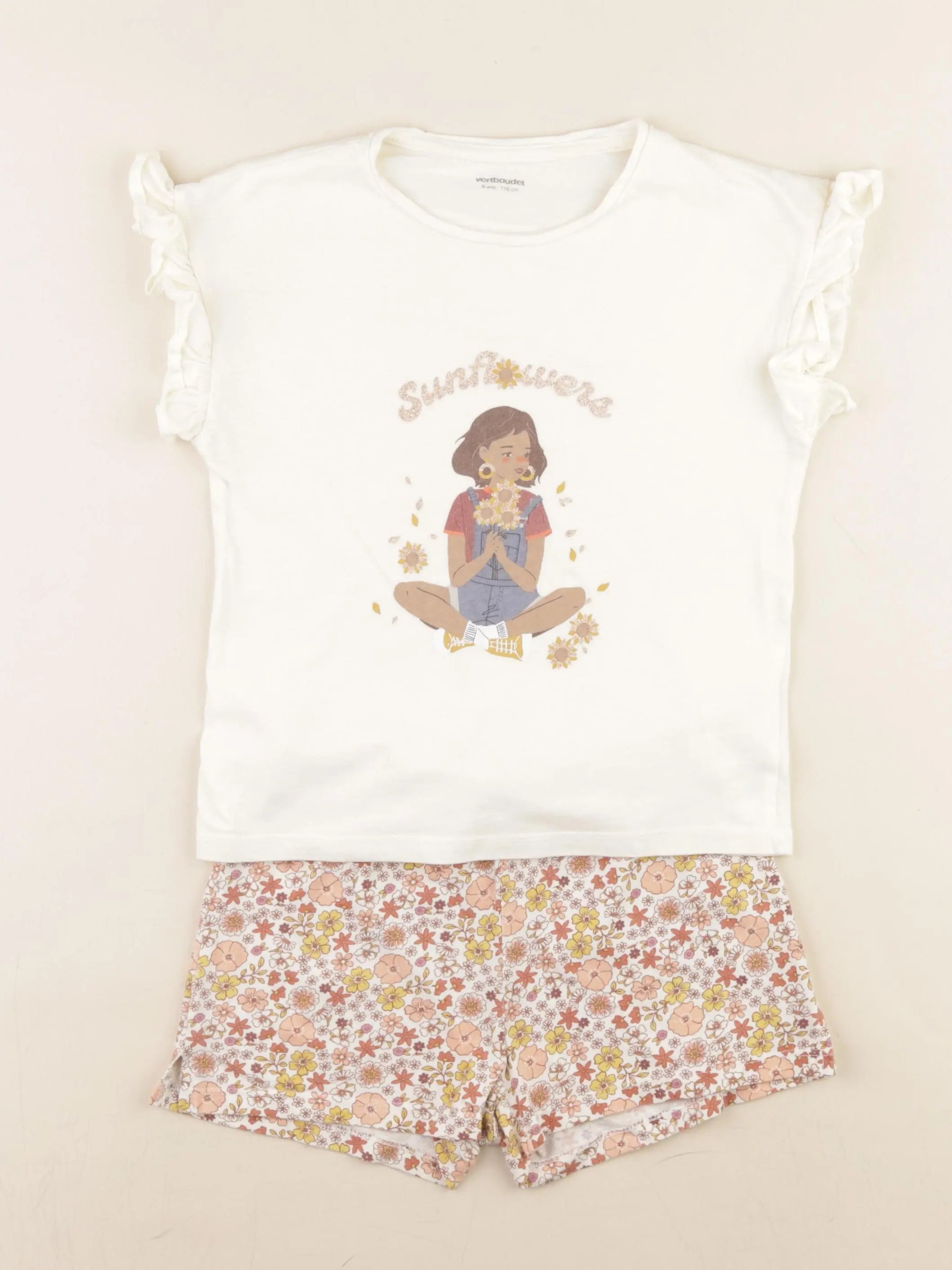 Vertbaudet - pyjama coton beige - 6 ans