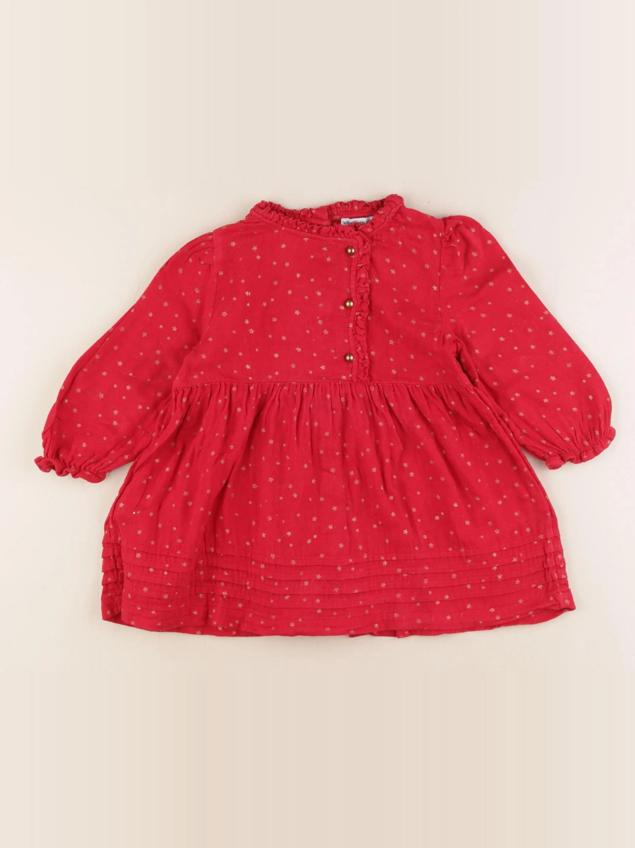 Vertbaudet - robe rouge, or - 18 mois