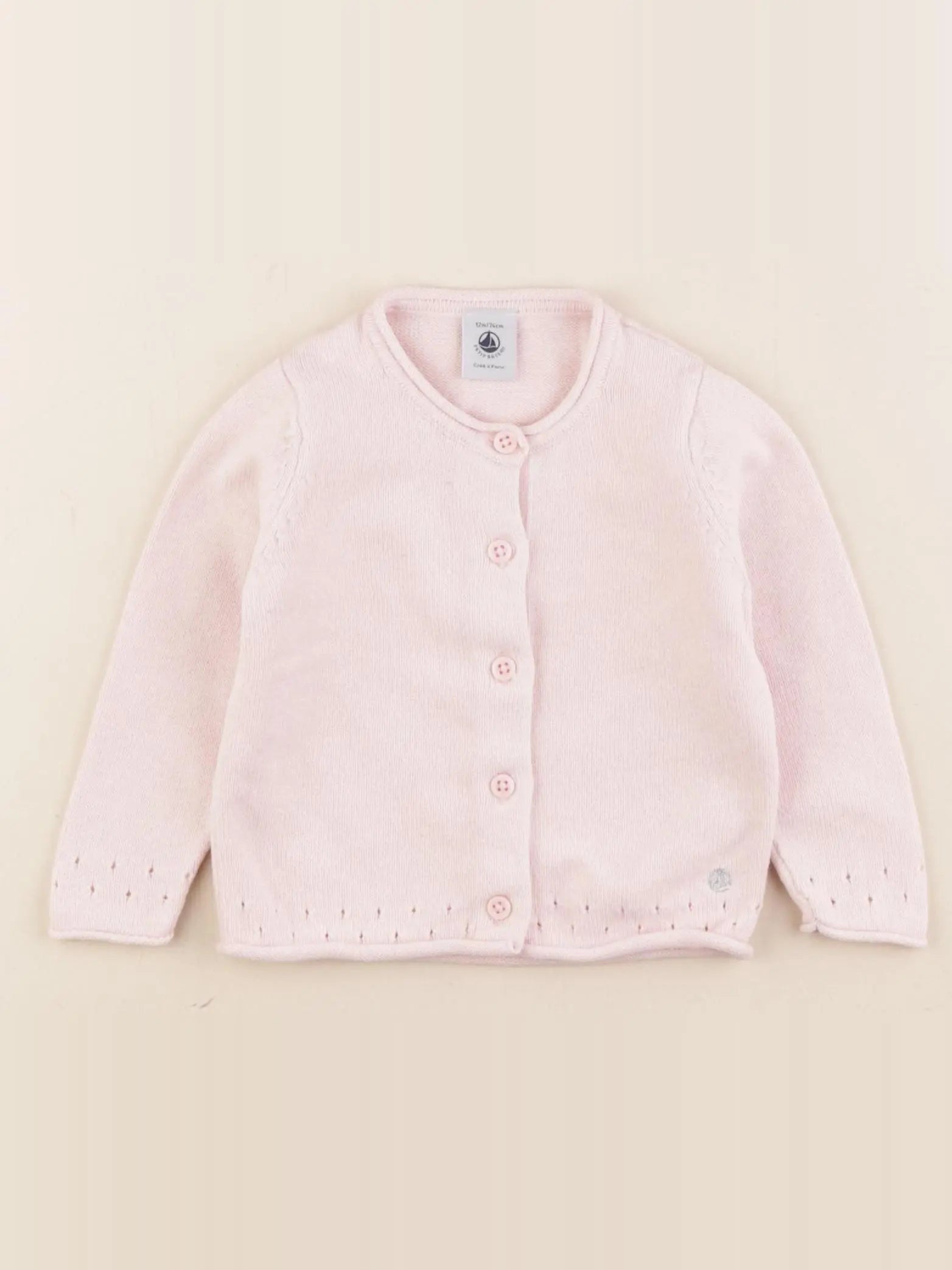 Petit Bateau - gilet rose - 12 mois