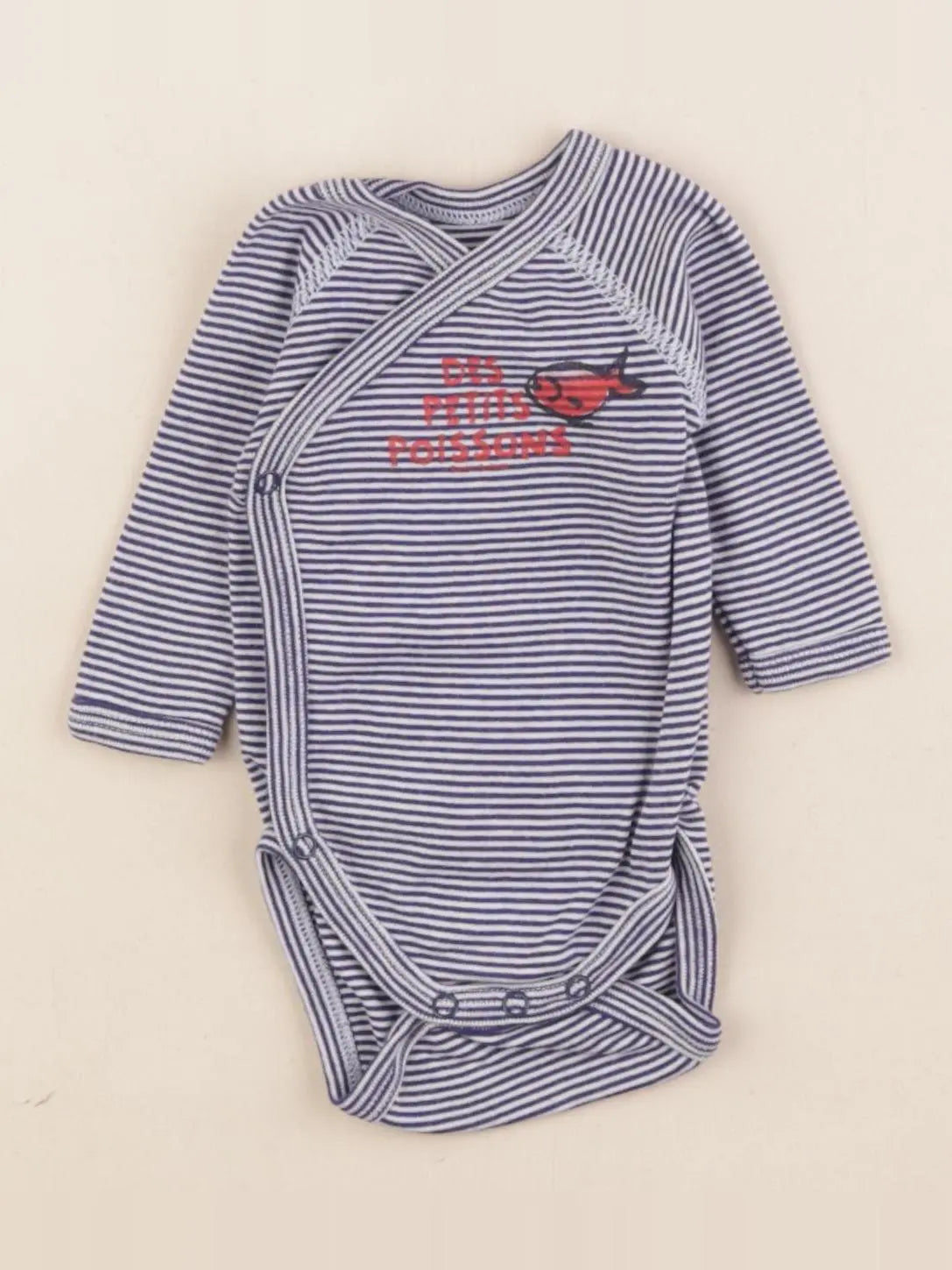 Petit Bateau - body bleu - 0 mois
