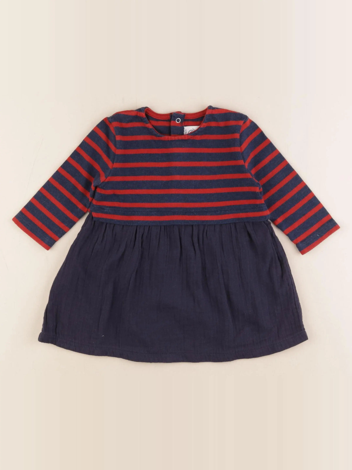 Petit Bateau - robe bleu, rouge - 12 mois
