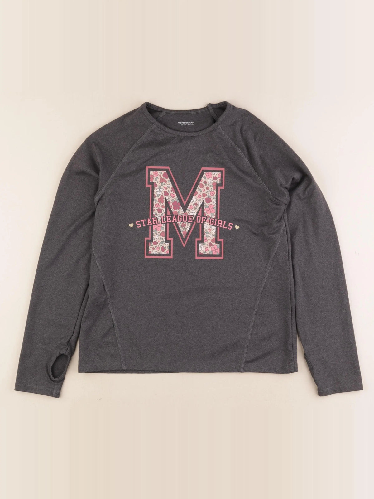Vertbaudet - tee-shirt gris, rose - 10 ans