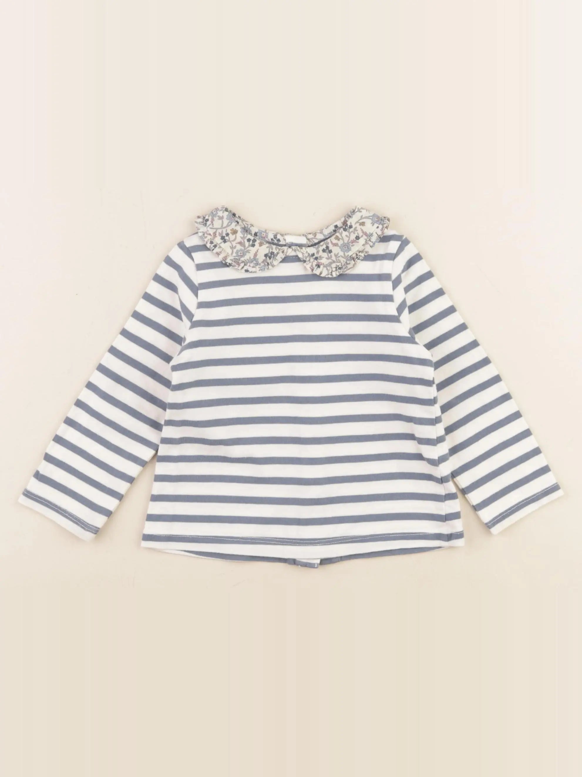 Cyrillus - tee-shirt blanc, bleu - 6 mois