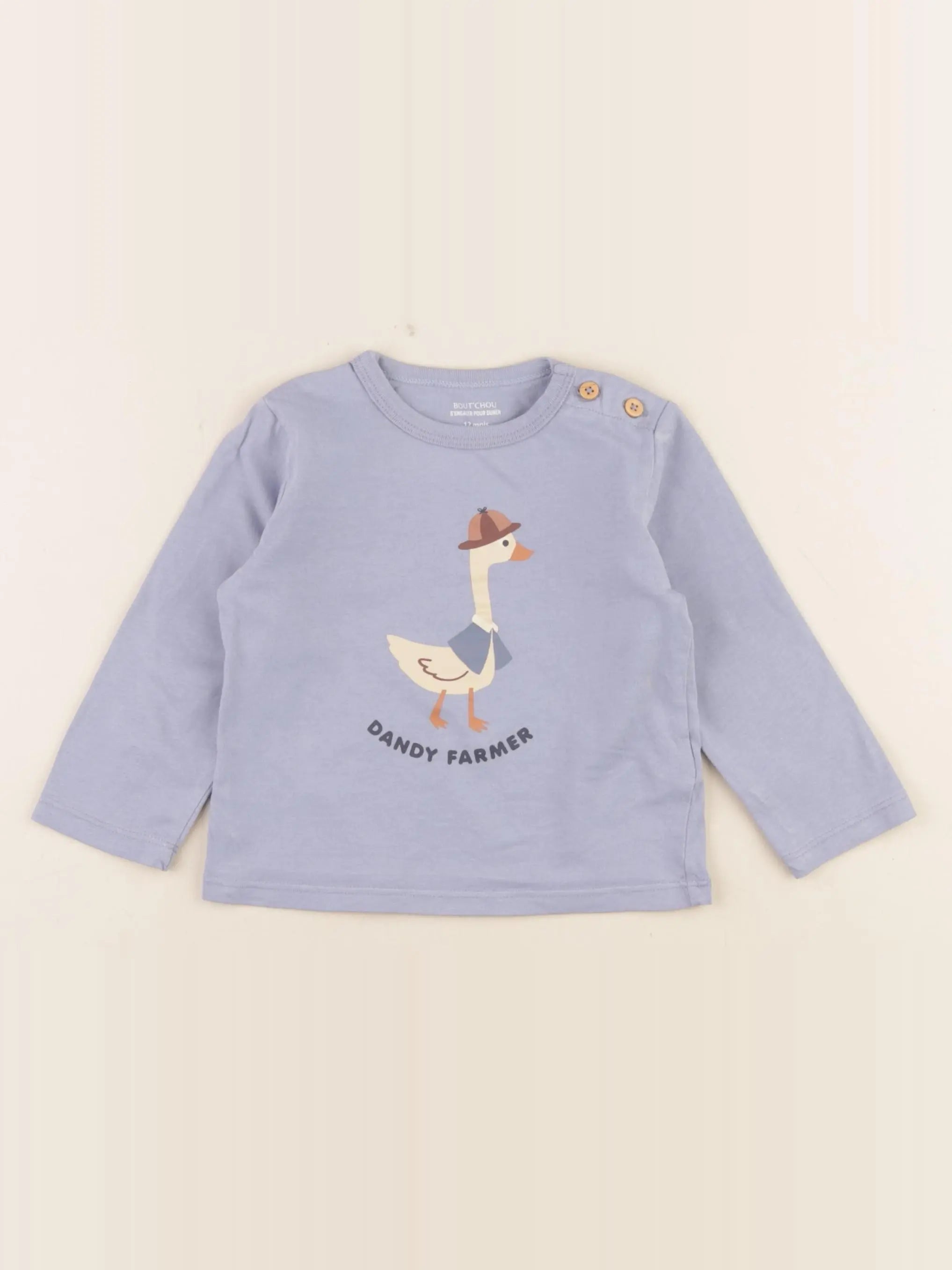 Boutchou - tee-shirt bleu - 12 mois