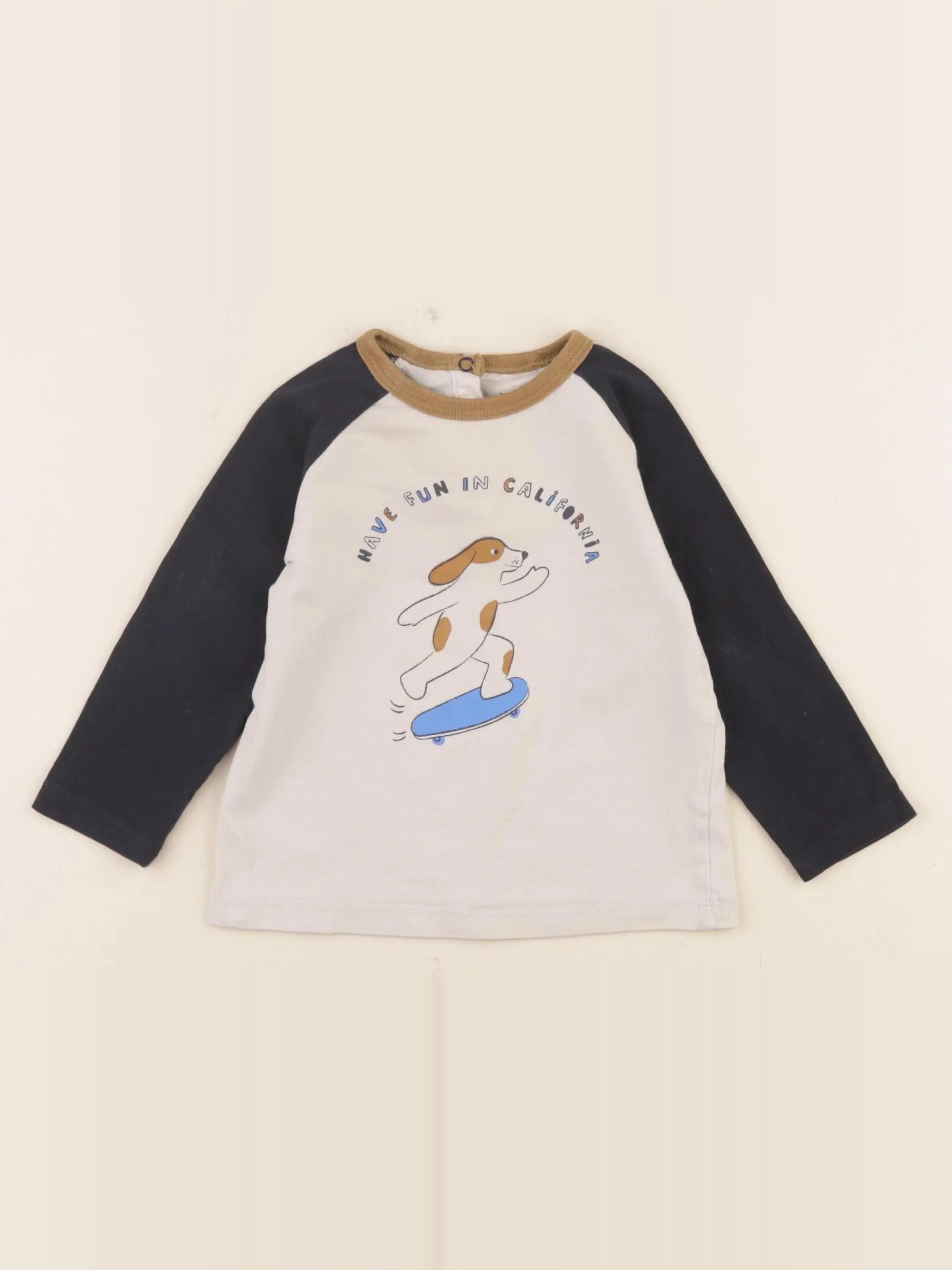 Boutchou - tee-shirt beige, bleu - 12 mois