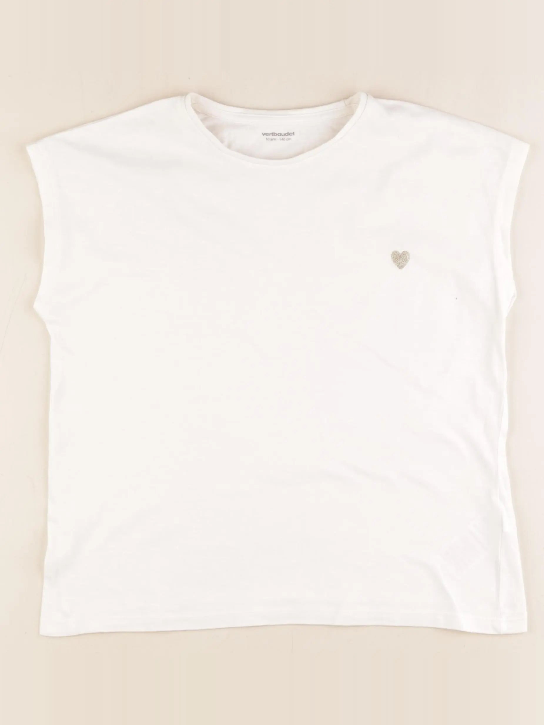 Vertbaudet - tee-shirt blanc, or - 10 ans
