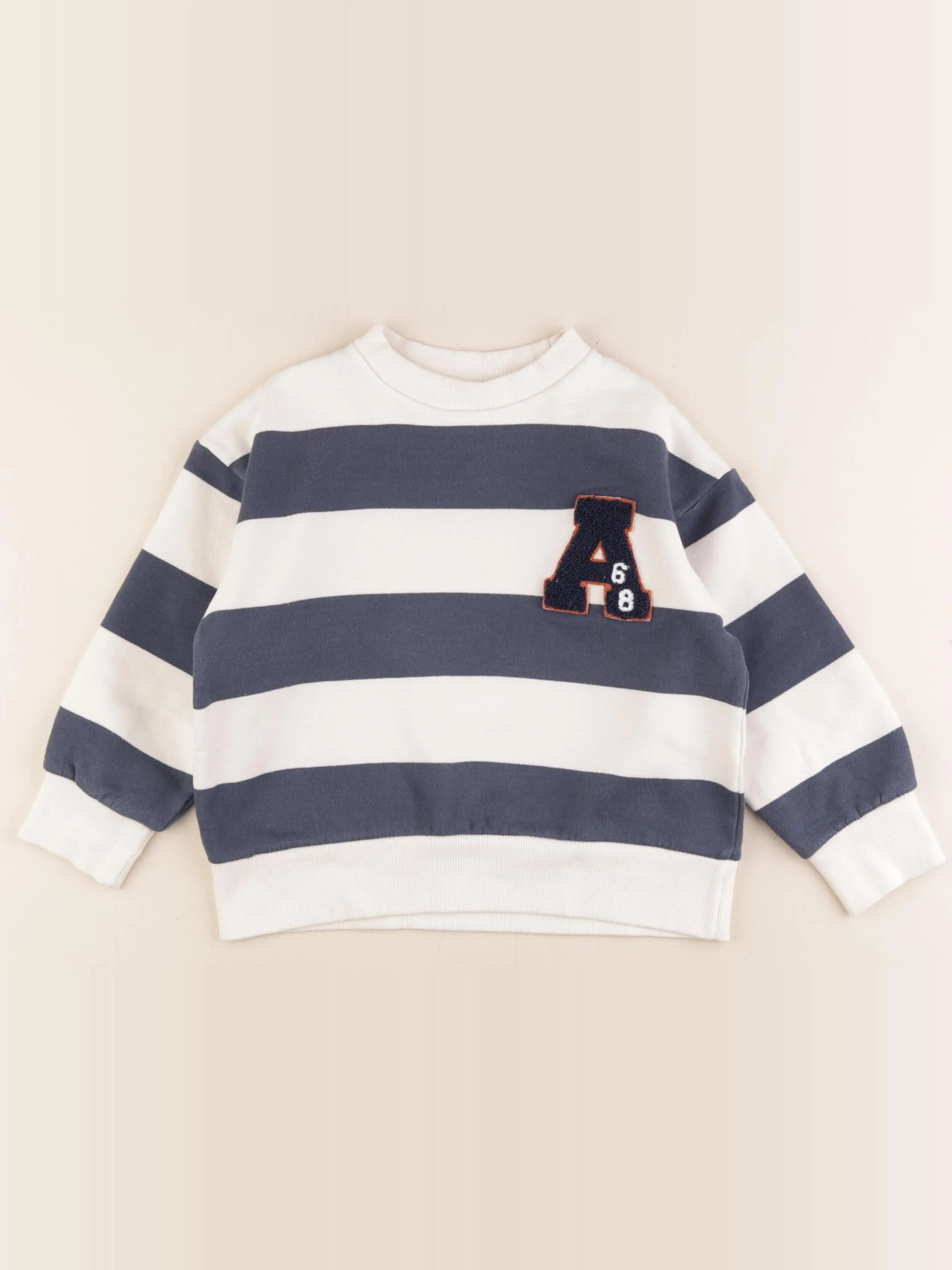 Vertbaudet - sweat bleu, beige - 6 ans