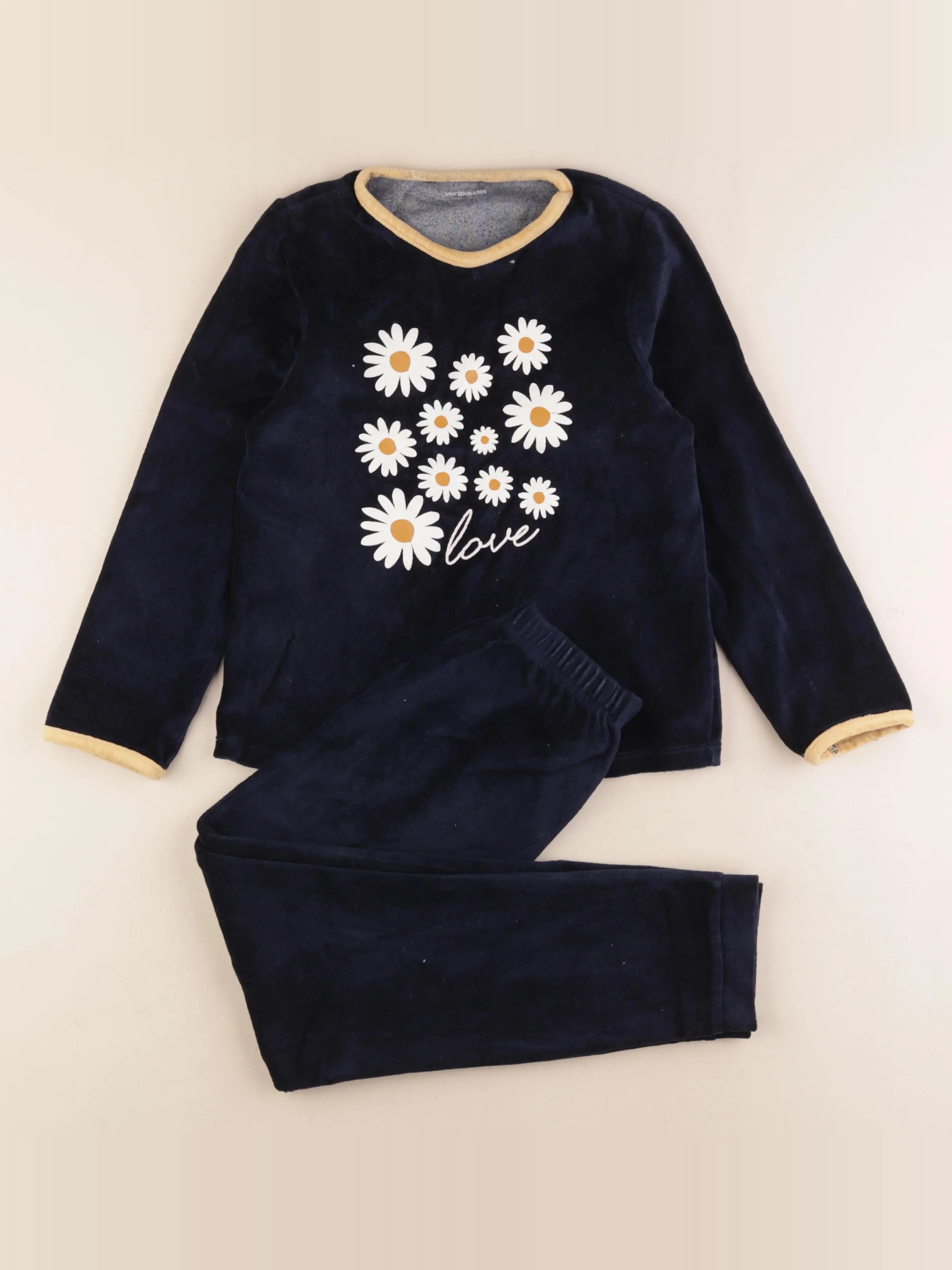 Vertbaudet - pyjama velours bleu - 10 ans
