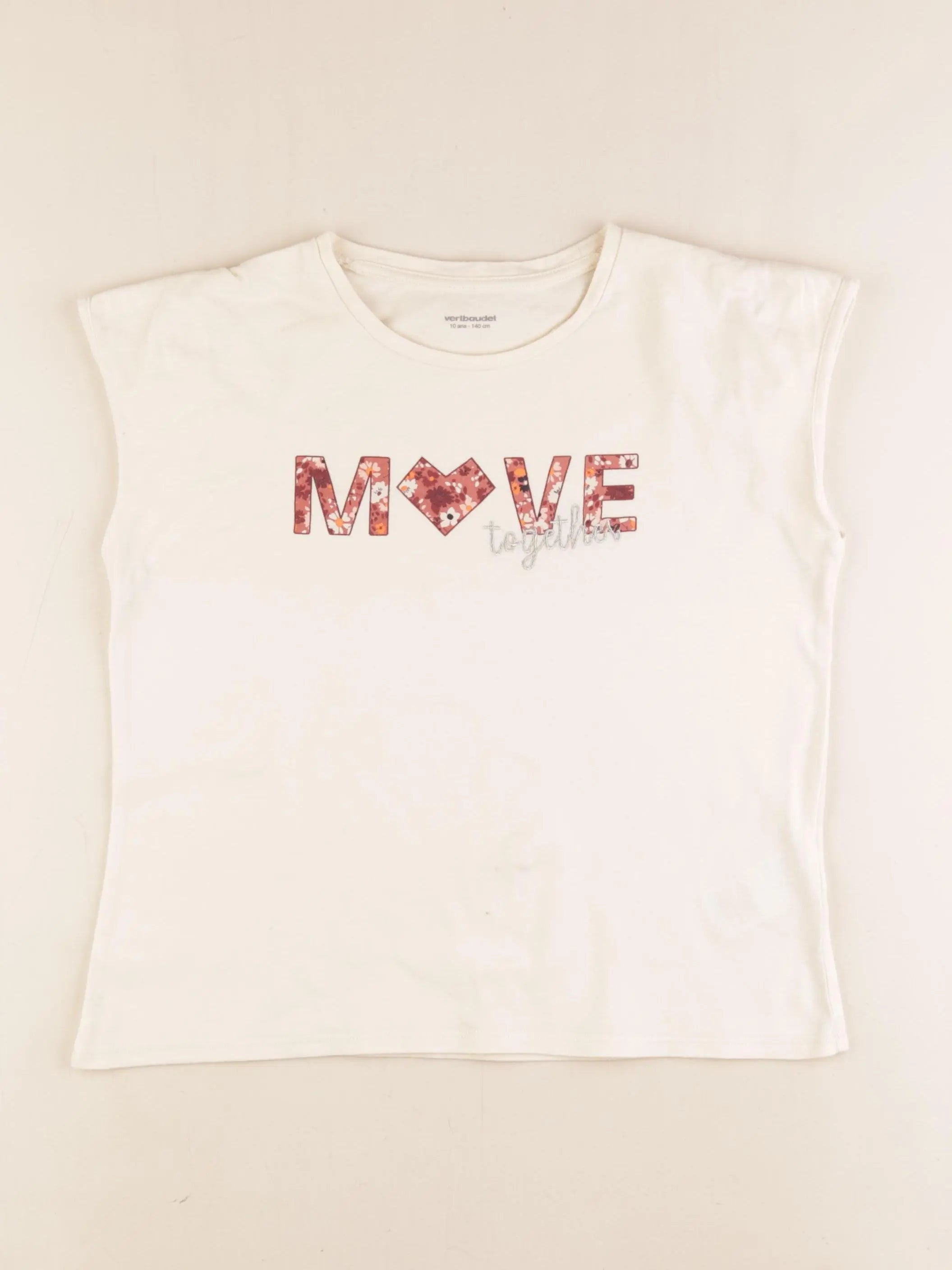 Vertbaudet - tee-shirt beige - 10 ans